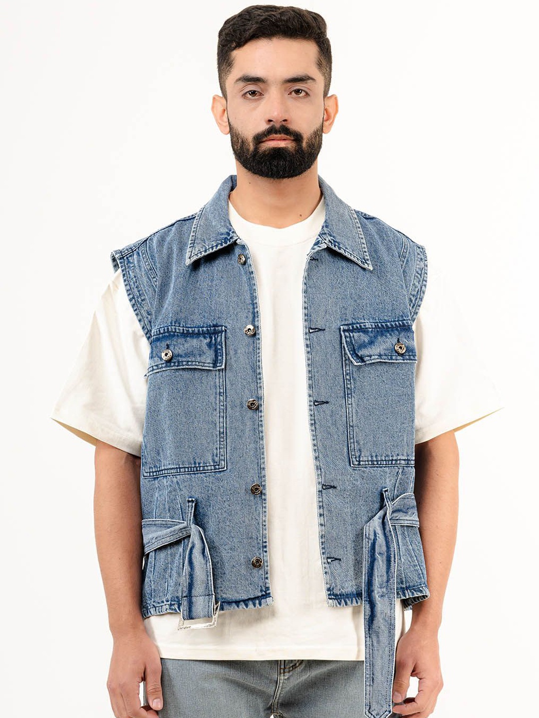 

Tistabene Men Spread Collar Solid Denim Casual Lightweight Denim Jacket, Blue