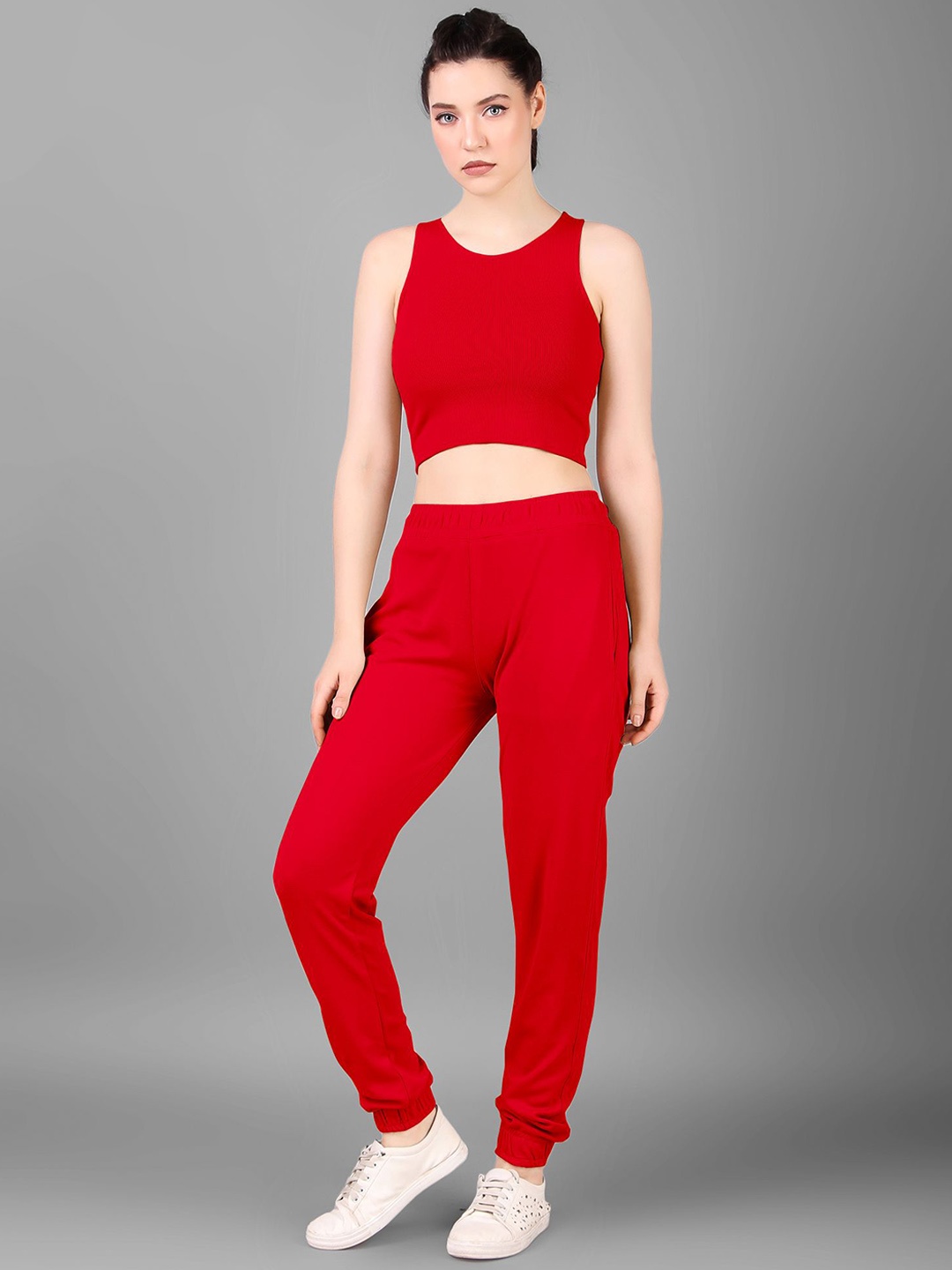 

Moda Rapido Round Neck Top With Joggers, Red