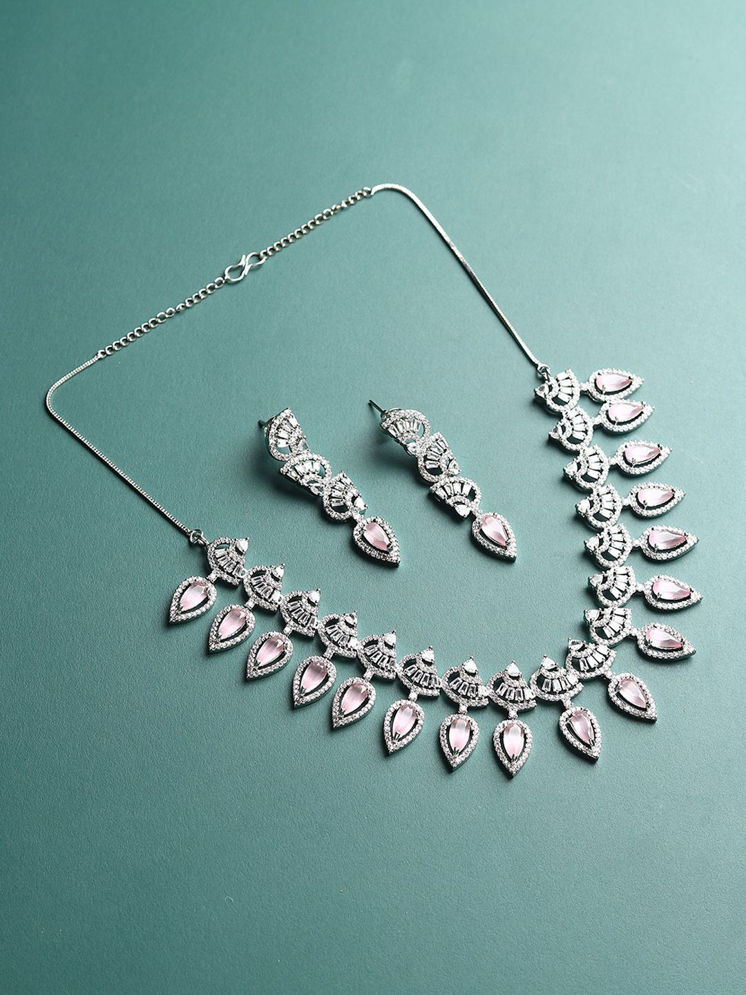 

RHOSYN Rhodium-Plated Cubic Zirconia-Studded Jewellery Set, Silver
