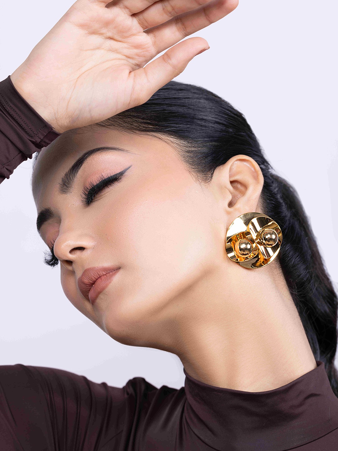 

KAORI BY SHREYA AGARWAL Stainless Steel Gold-Plated Contemporary Drop Earrings