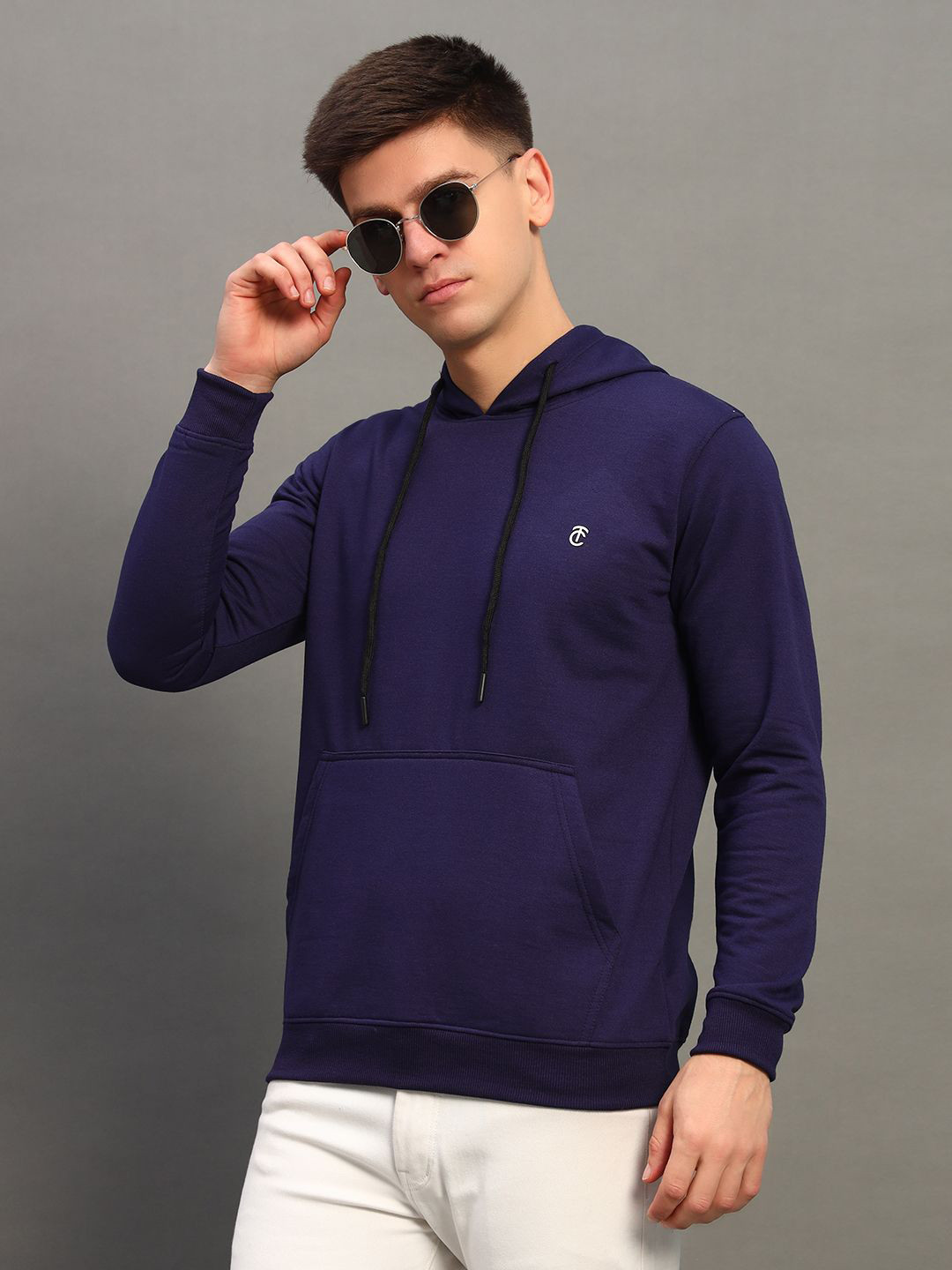 

THE CASUALS Men Hooded Cotton Sweatshirt, Navy blue