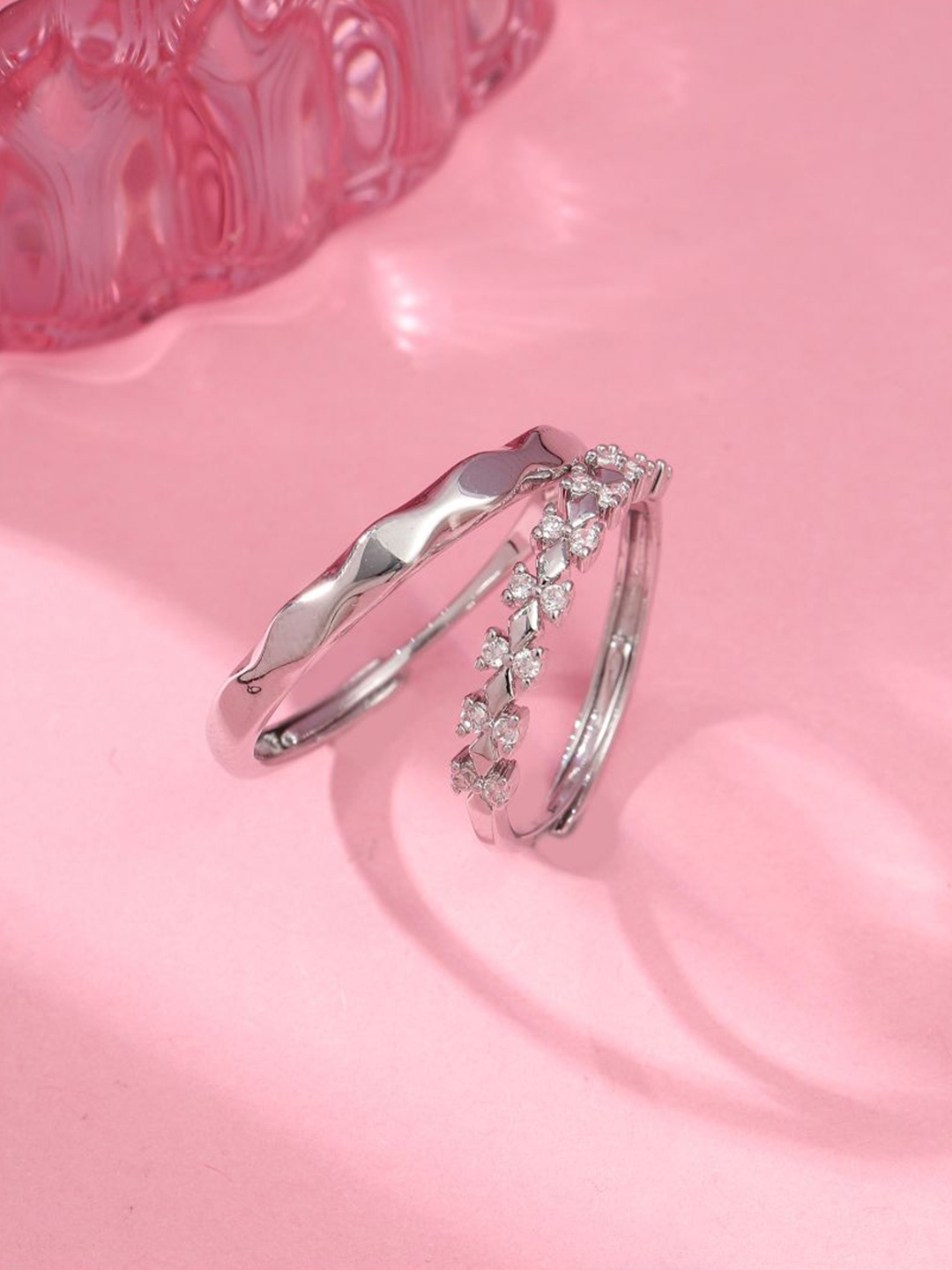 

SALTY Set Of 2 Silver Echo Him & Her Ring For Girlfriend & Boyfriend