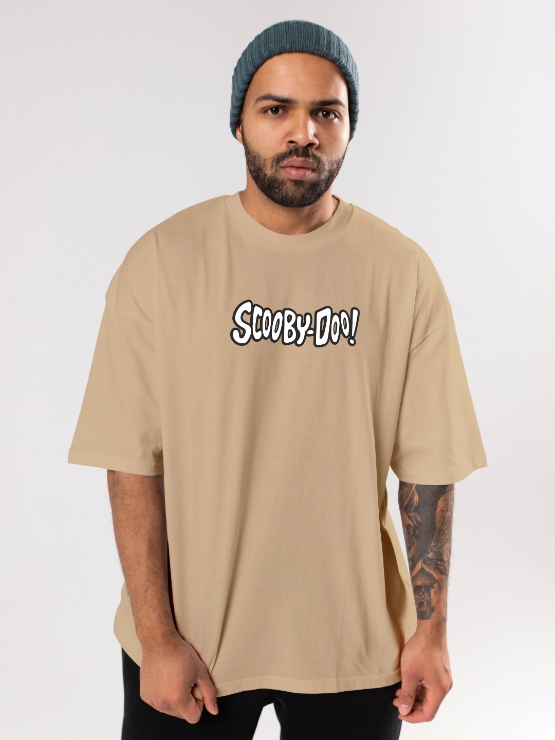 

FLYIND VOGUE OUTFIT Men Scooby-Doo Bio Finish Graphic Printed Cotton Oversized T-shirt, Beige