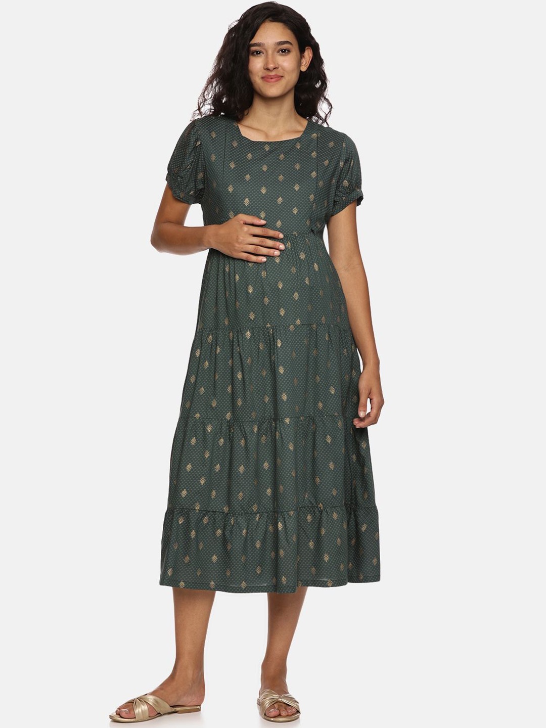 

Nejo Floral Print Maternity A-Line Dress, Green