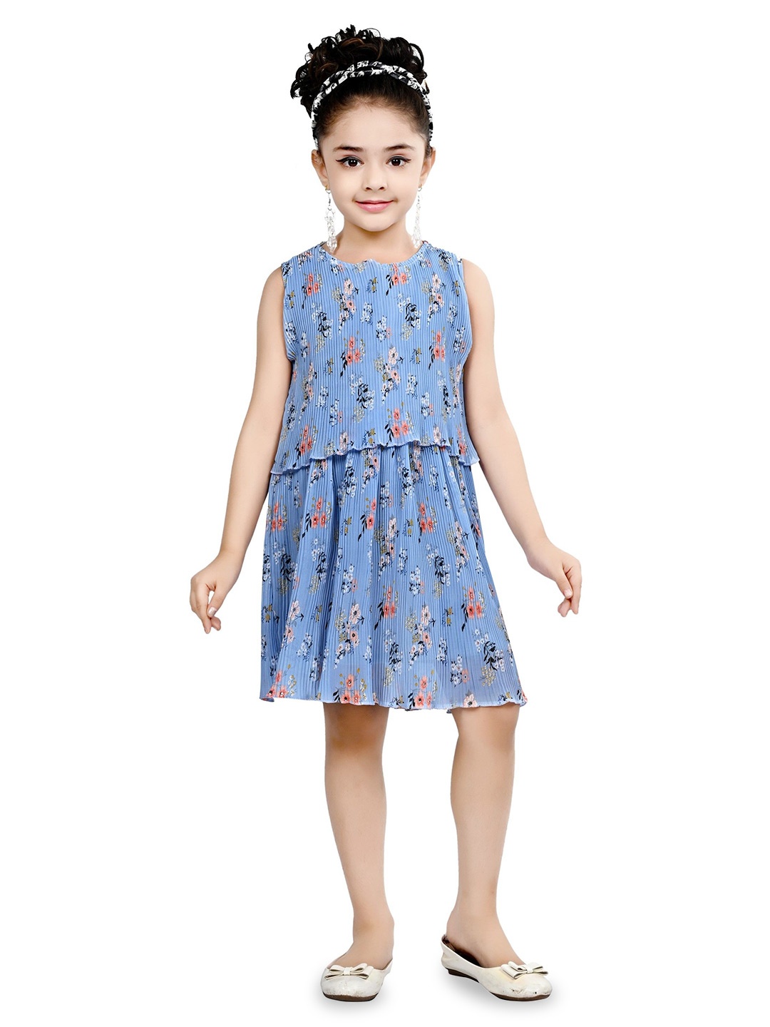 

Miss & Chief Floral Print Georgette Fit & Flare Dress, Blue