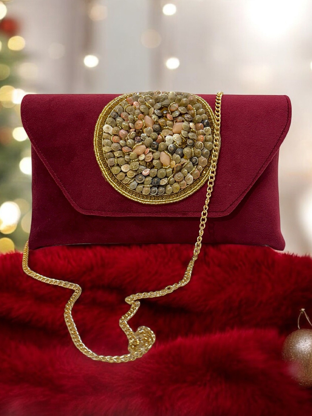 

CRUSSET Embellished Purse Clutch, Gold