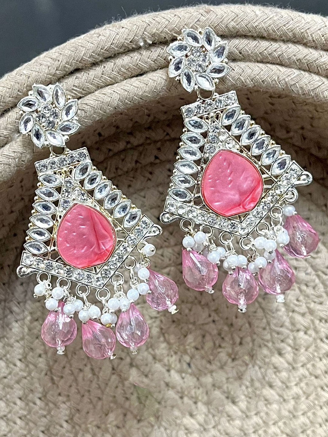 

MADDY SPACE Contemporary Drop Earrings, Pink
