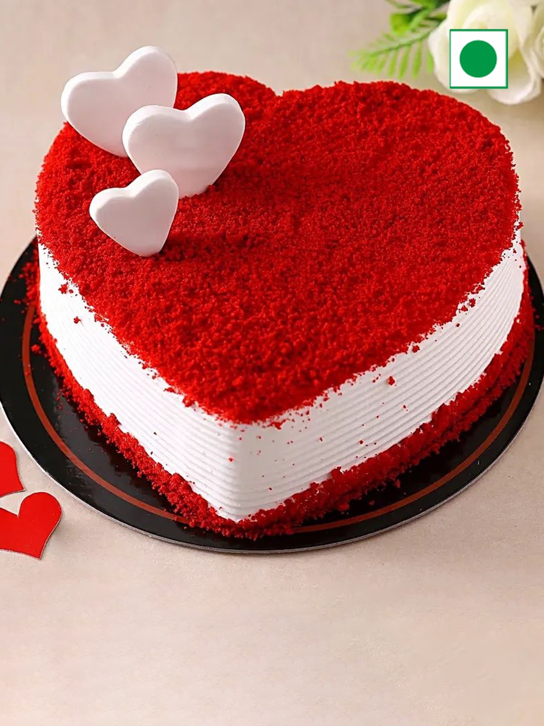 

fnp Red Velvet Flavor Eggless Heart Cake-500g