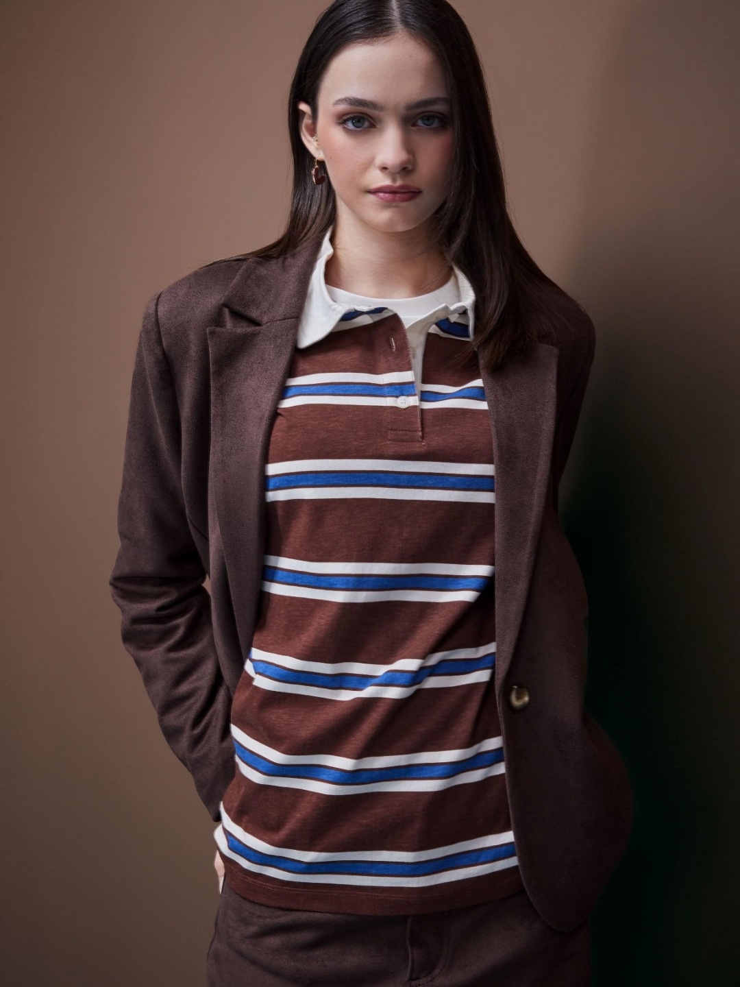 

DeFacto Women Striped Polo Collar Cotton T-shirt, Na