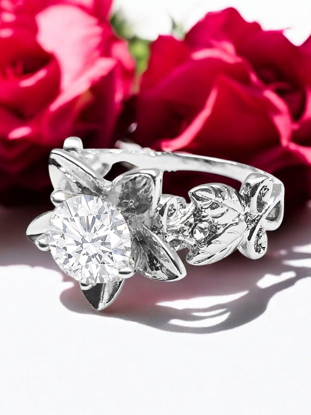 

OOMPH Silver-Plated Cubic Zirconia Stones Studded Finger Ring