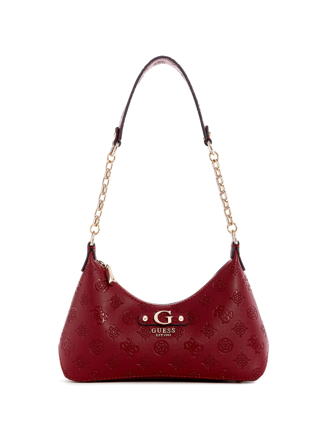 

GUESS Printed PU Structured Shoulder Bag, Red