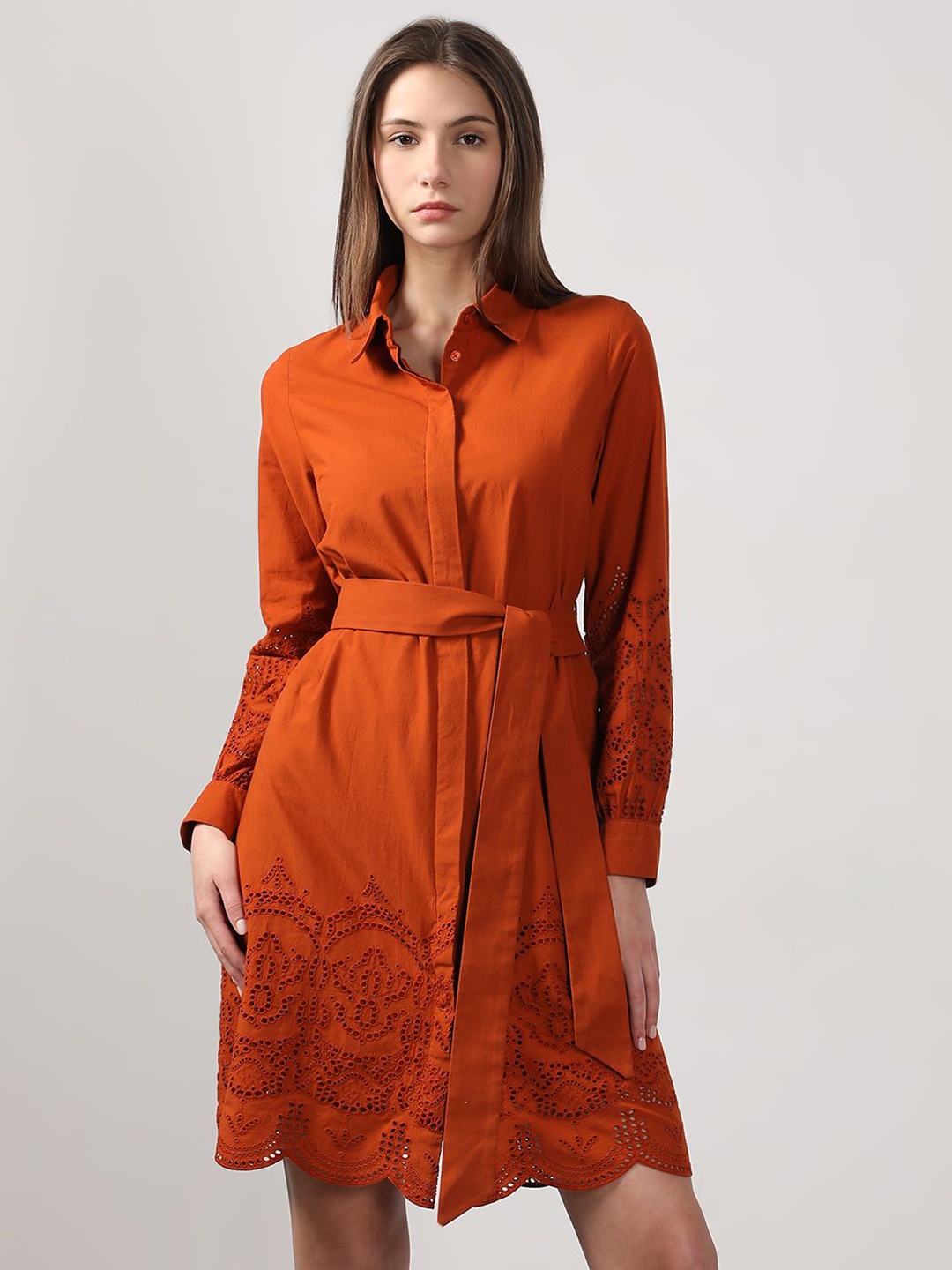

Vero Moda Shirt collar long sleeve Dress, Rust