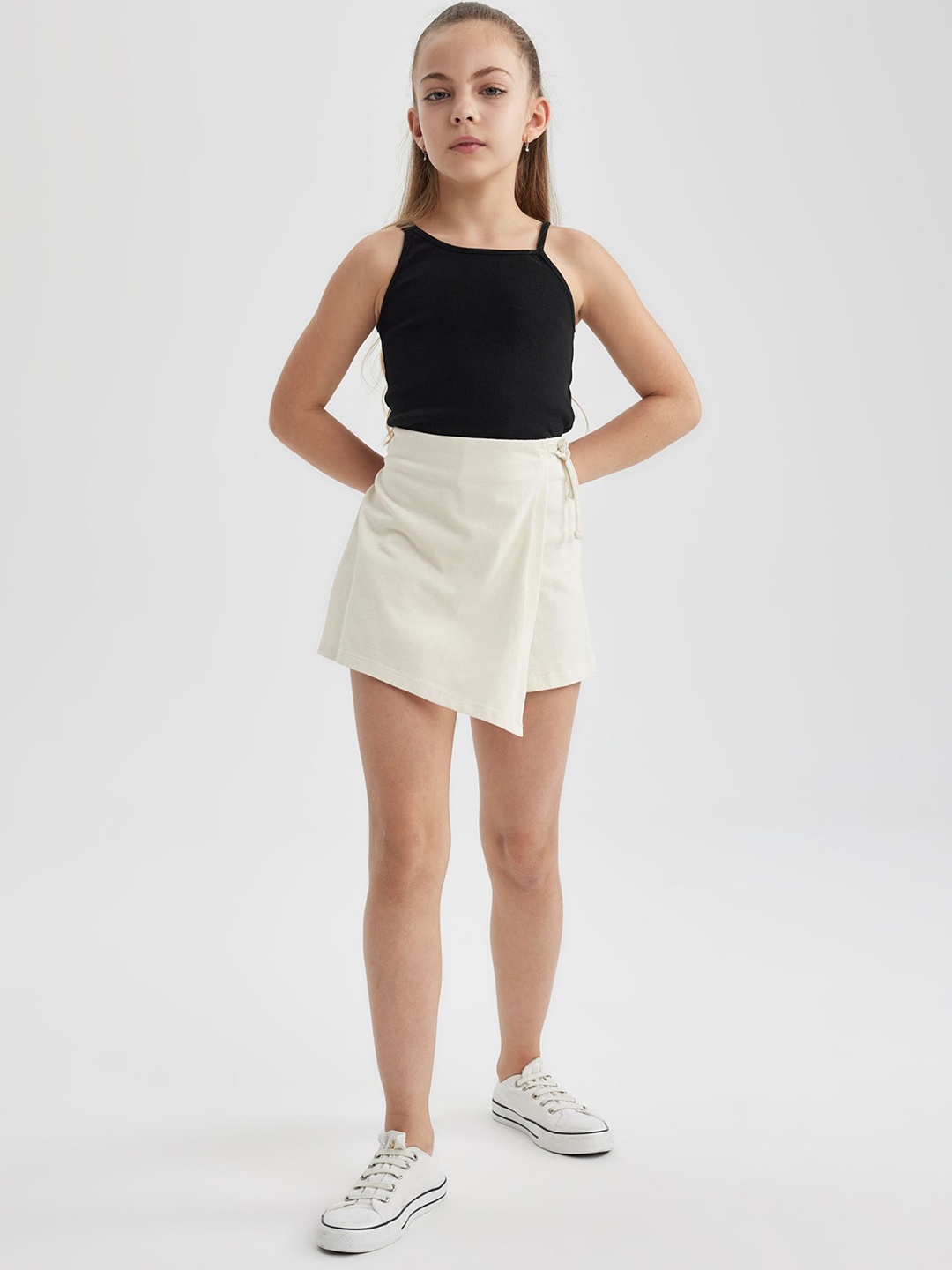 

DeFacto Girls A-Line Pure Cotton Mini Skirt, White