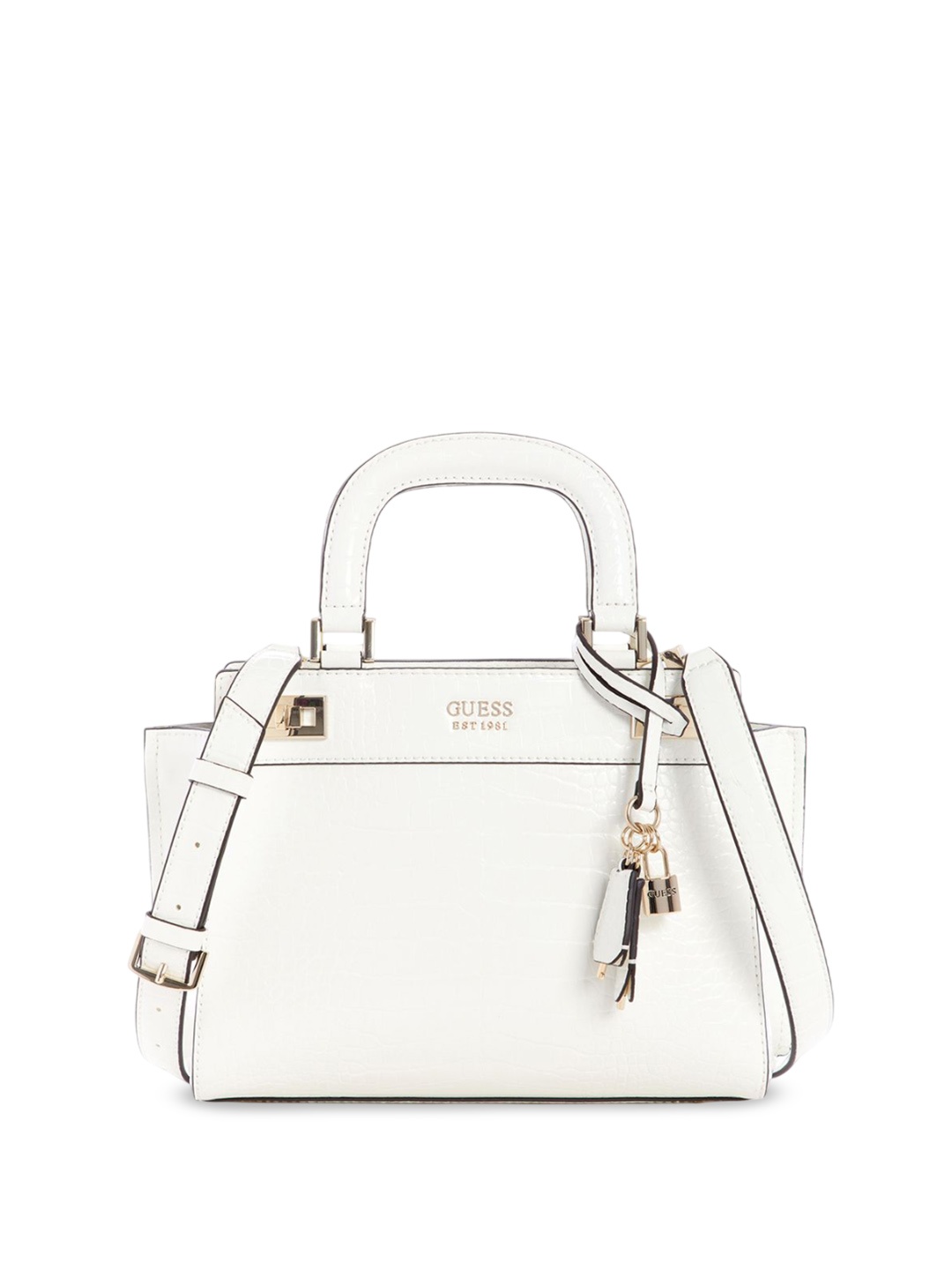 

GUESS Textured PU Structured Satchel, White