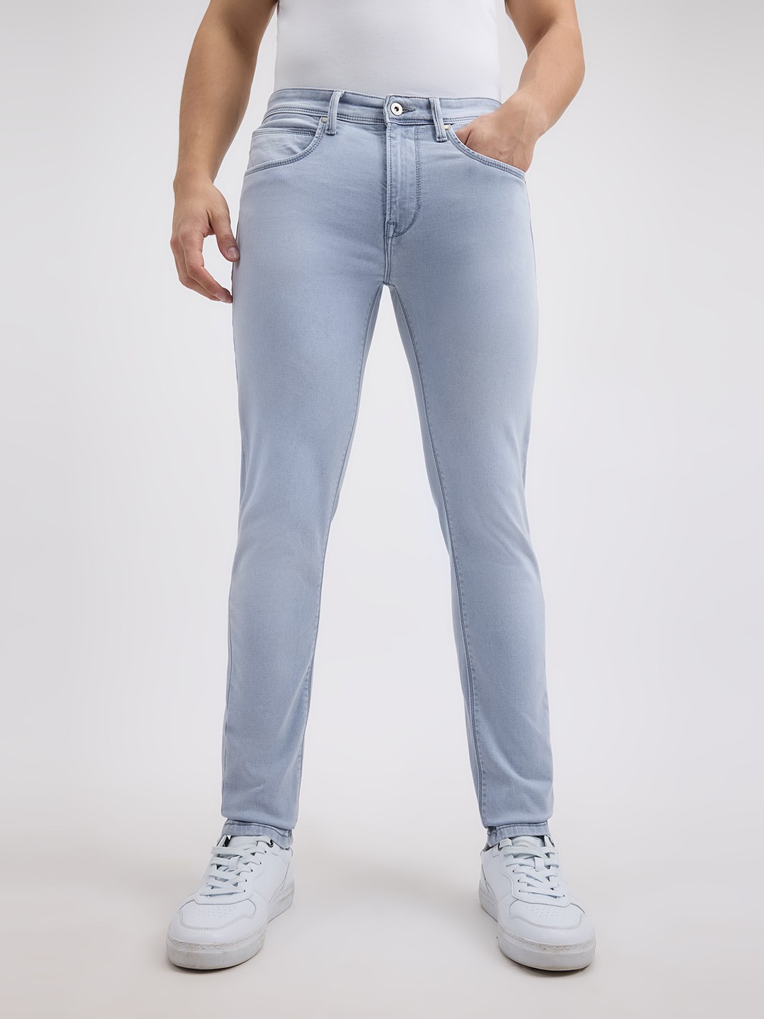 

Pepe Jeans Men Heavy Fade Stretchable Skinny Fit Jeans, Grey