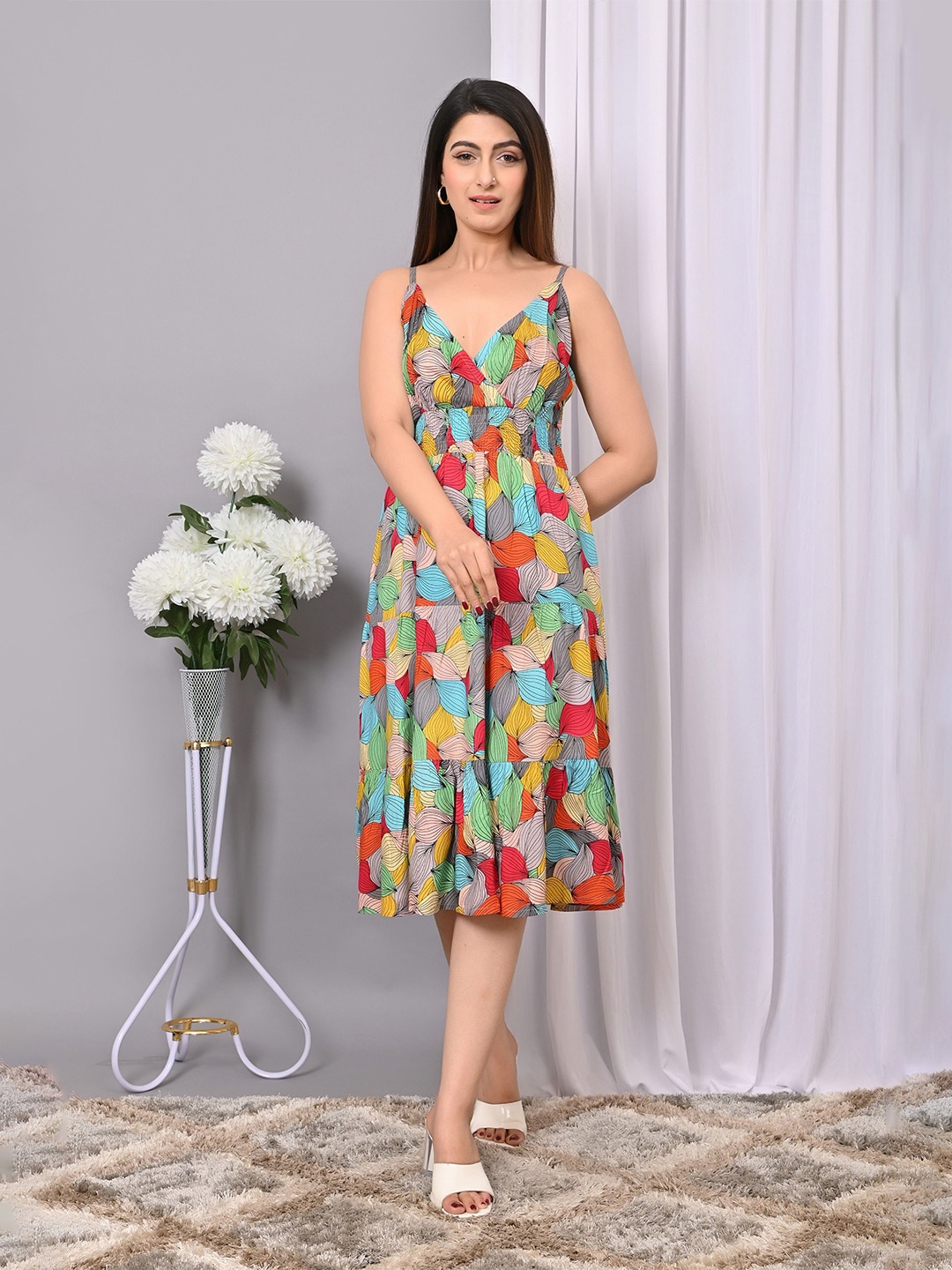

VYMO Print Fit & Flare Dress, Pink
