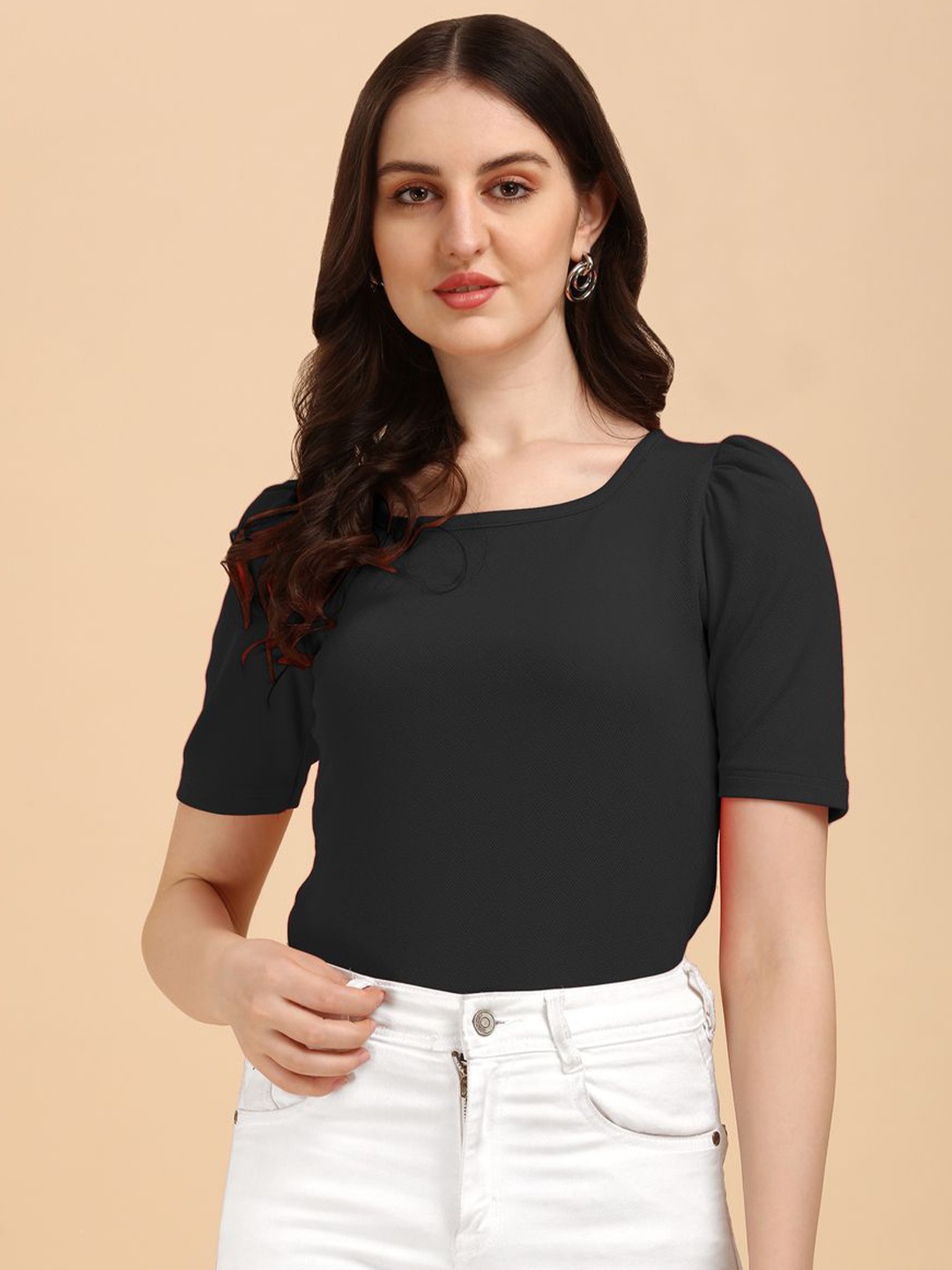 

CORSICA Round Neck Solid Top, Black