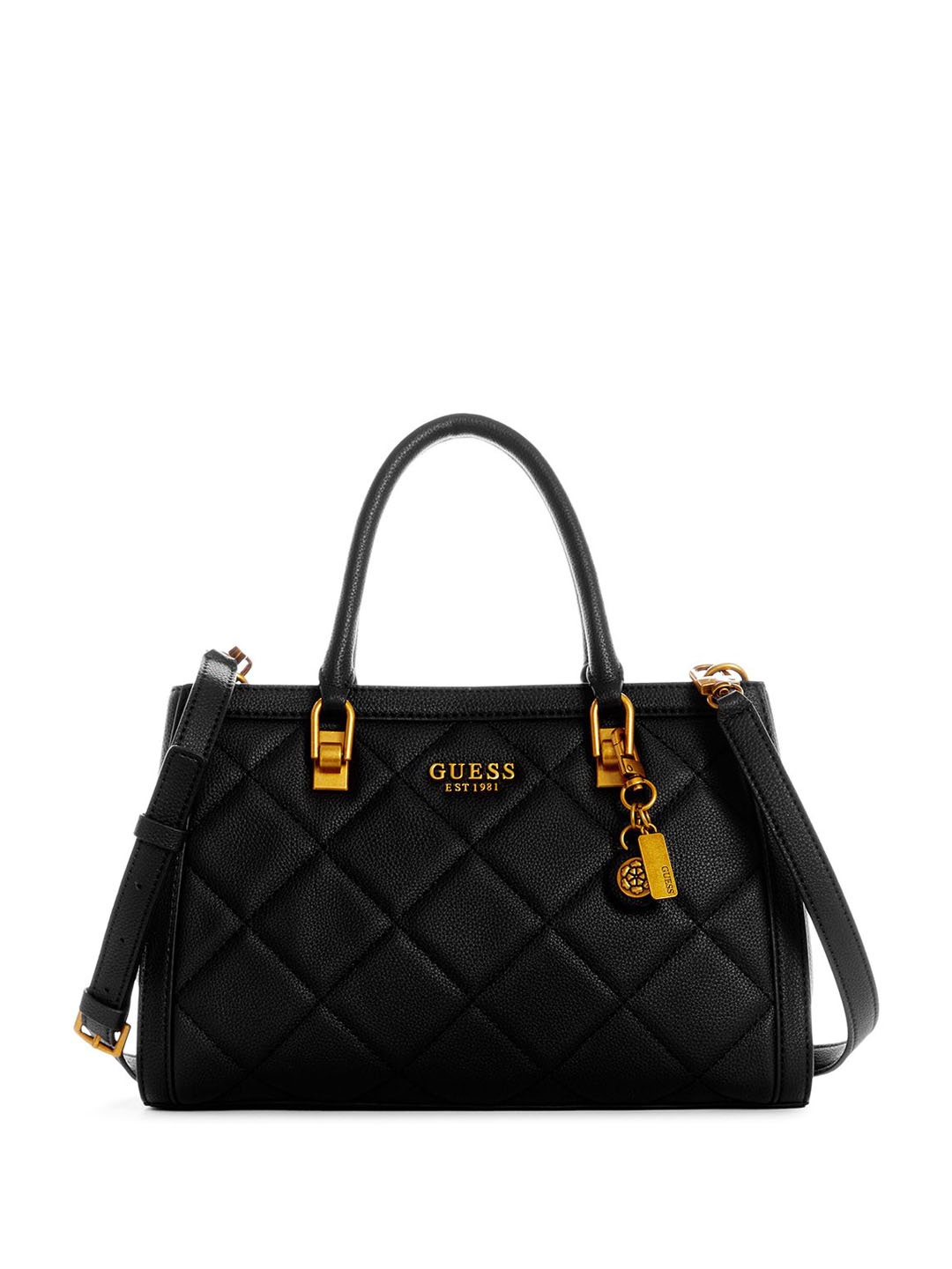 

GUESS Textured PU Bucket Satchel, Black