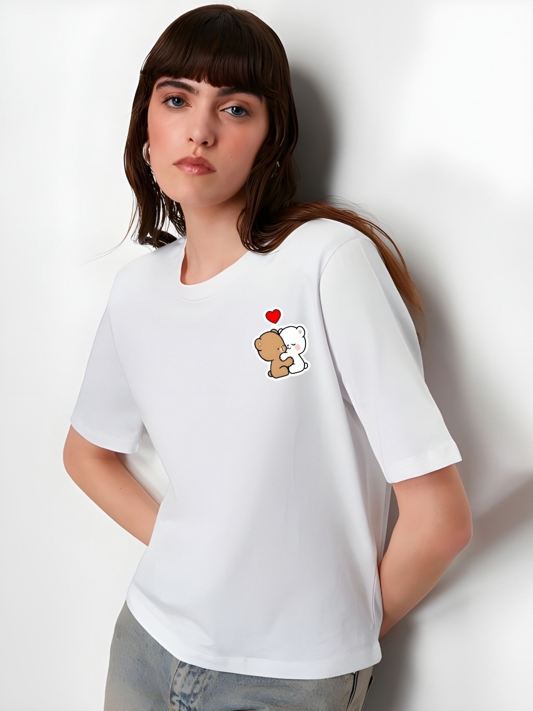 

SZN Women Graphic Printed Round Neck Cotton T-shirt, White