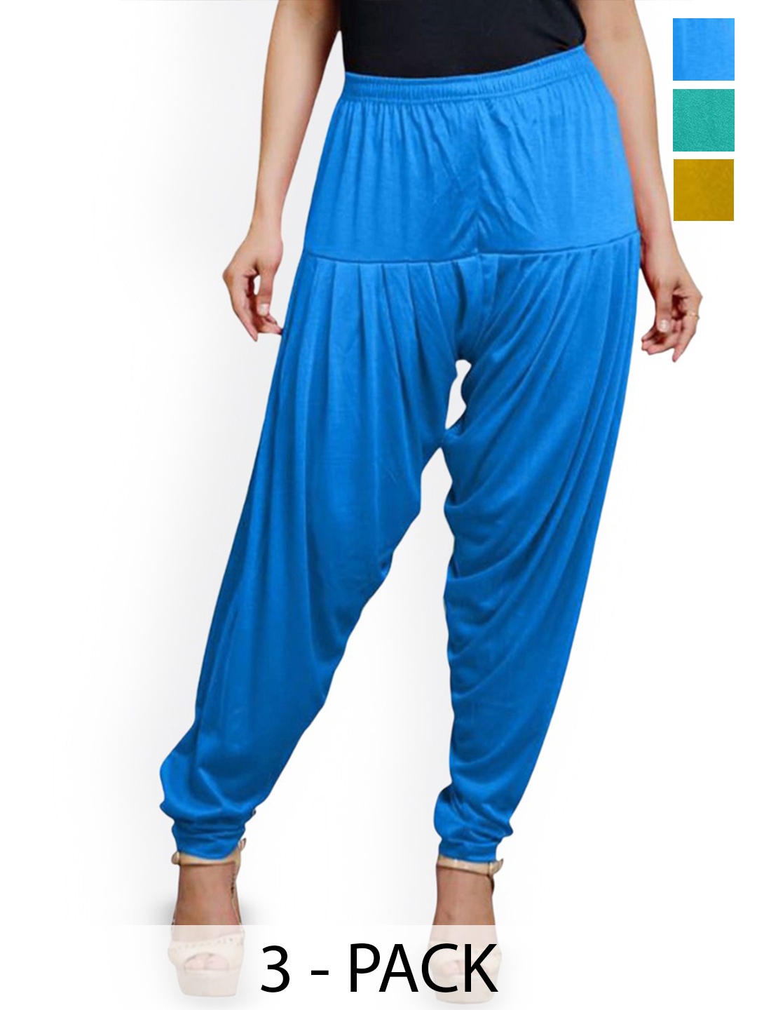 

AFRA GARMENTS Women Pack Of 3 Loose-Fit Patiala, Yellow