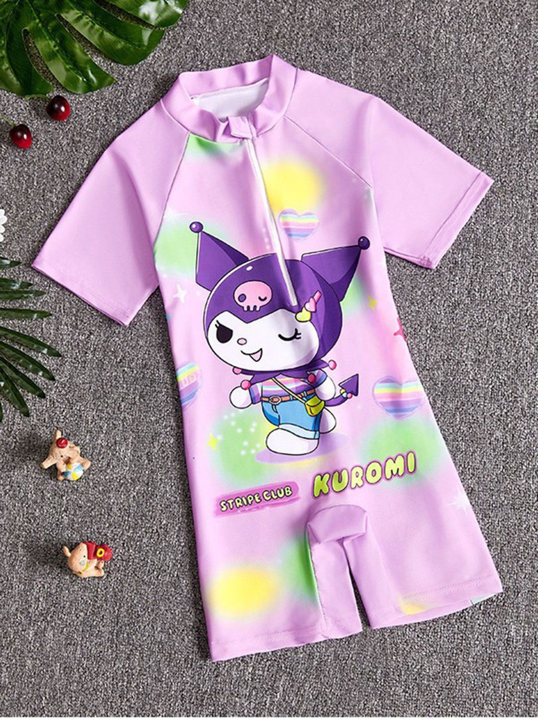 

YK Girls Printed Round Neck Legsuit, Purple