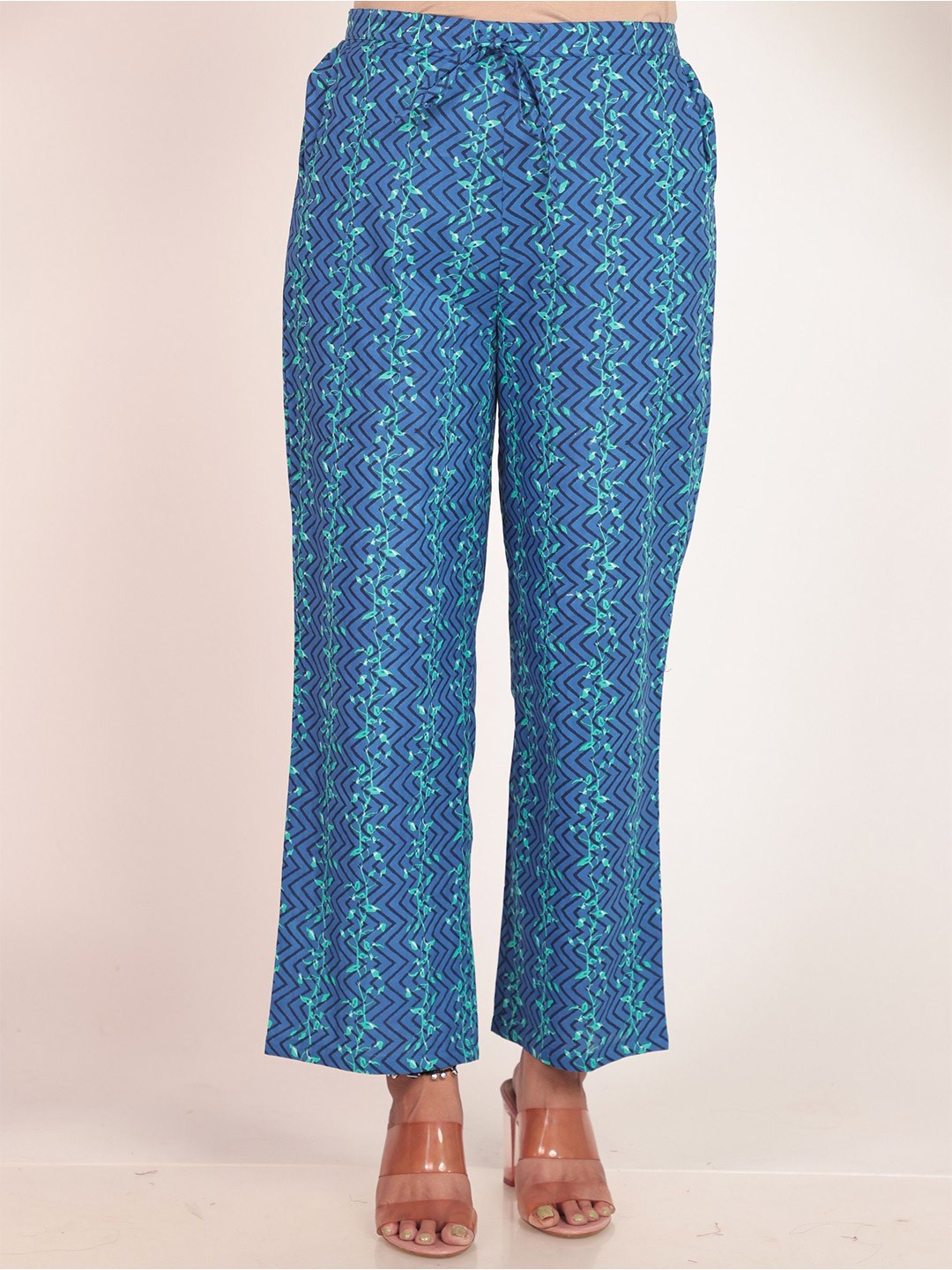 

Aramya Women Floral Printed Ethnic Cotton Palazzos, Blue