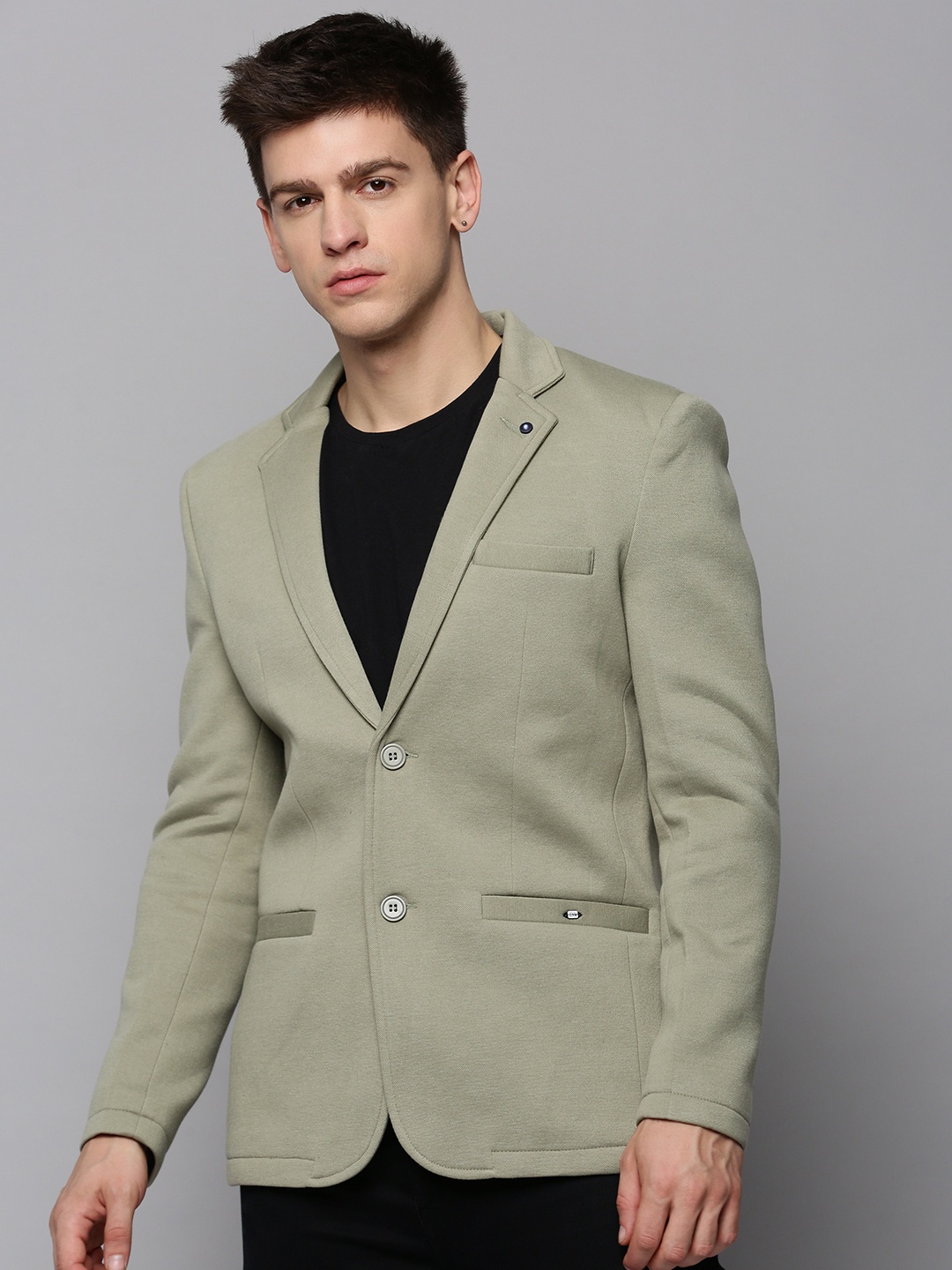 

SHOWOFF Cotton Slim-Fit Single-Breasted Blazer, Green