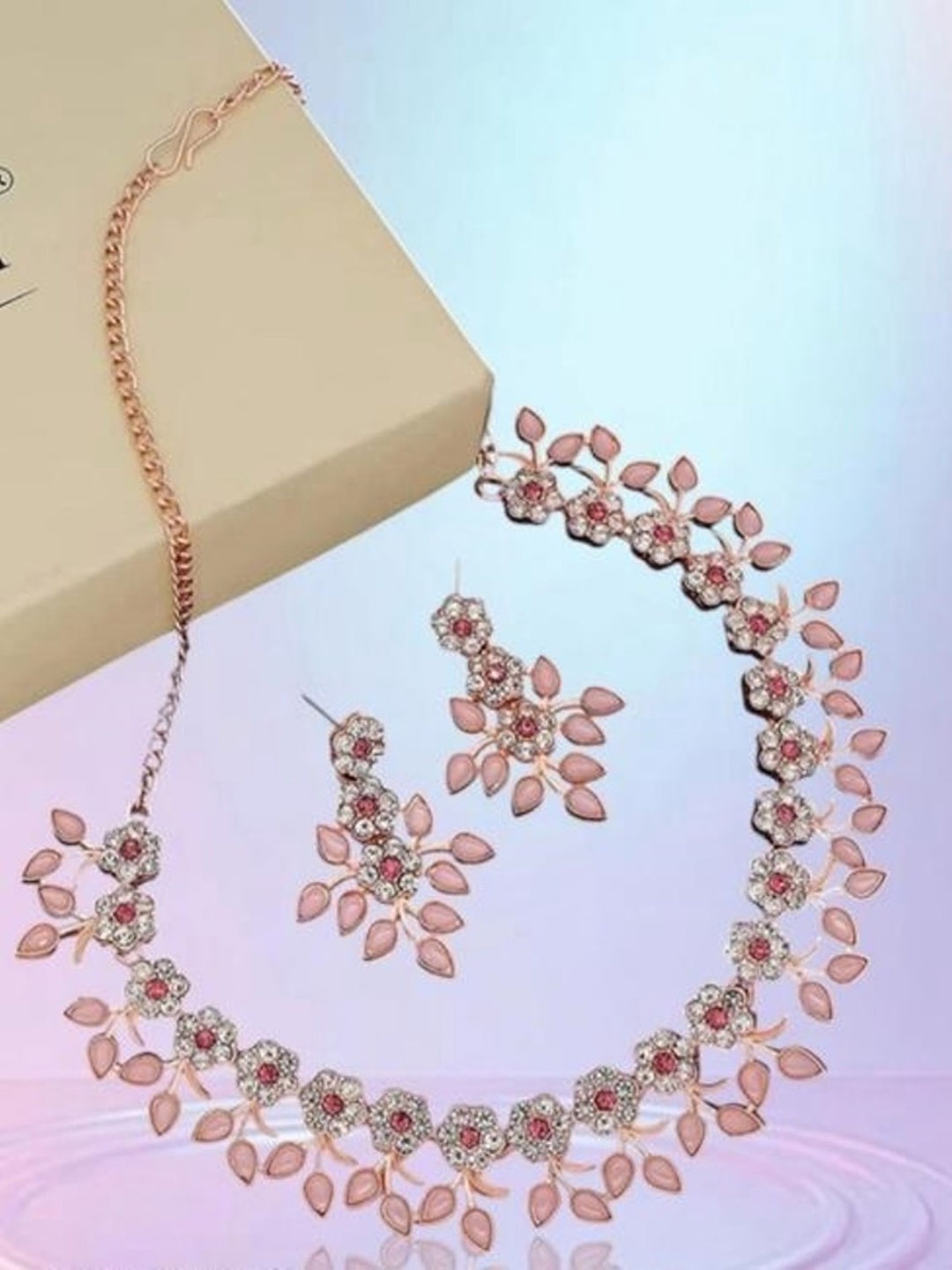 

TANLOOMS Rose Gold-Plated Artificial Stones Studded Jewellery Set