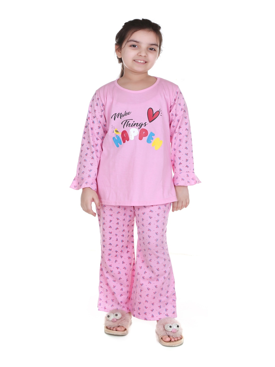 

MMShopy Unisex Kids Printed Night suit, Pink