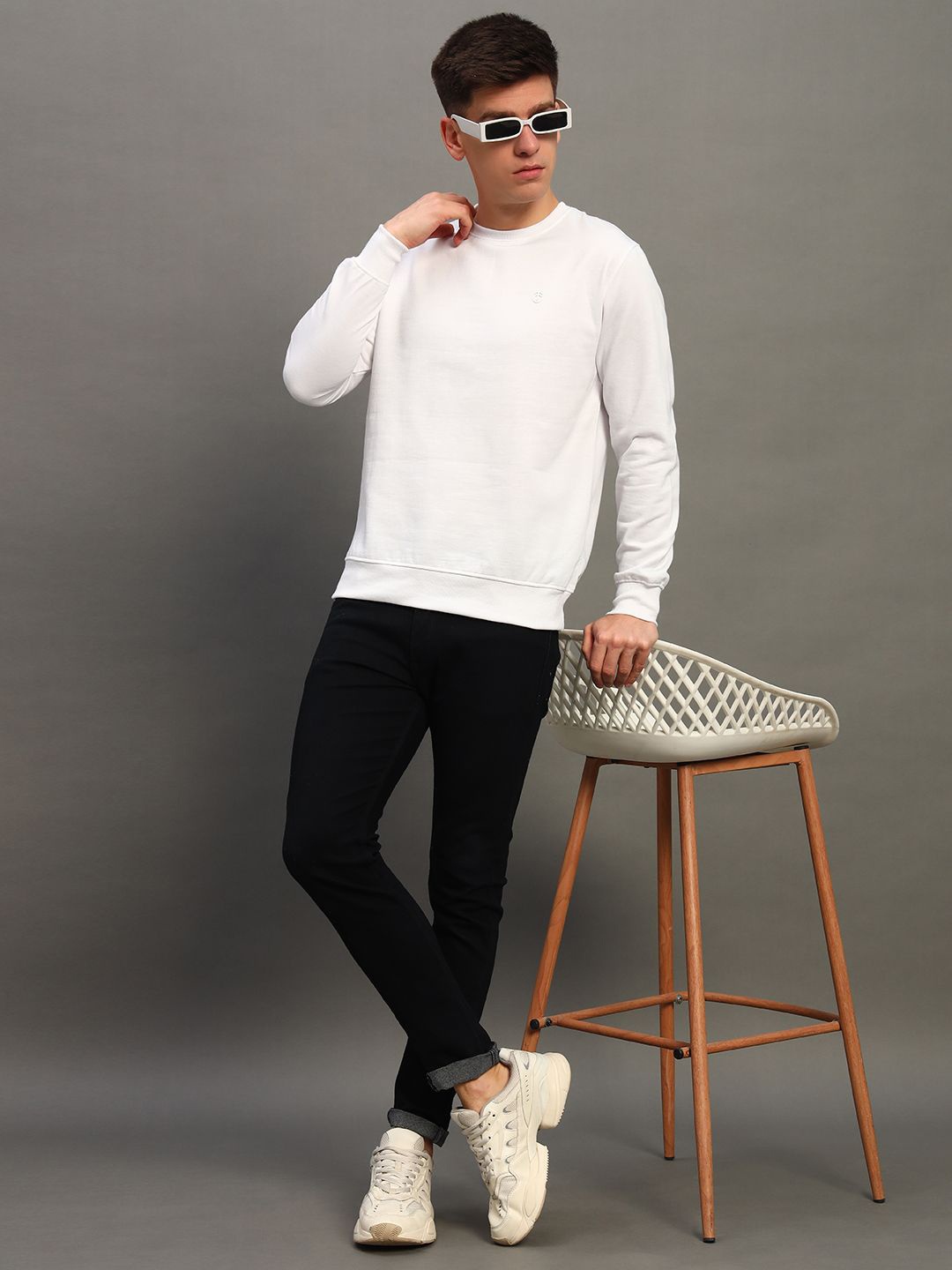 

THE CASUALS Men Cotton Pullover Sweatshirt, White