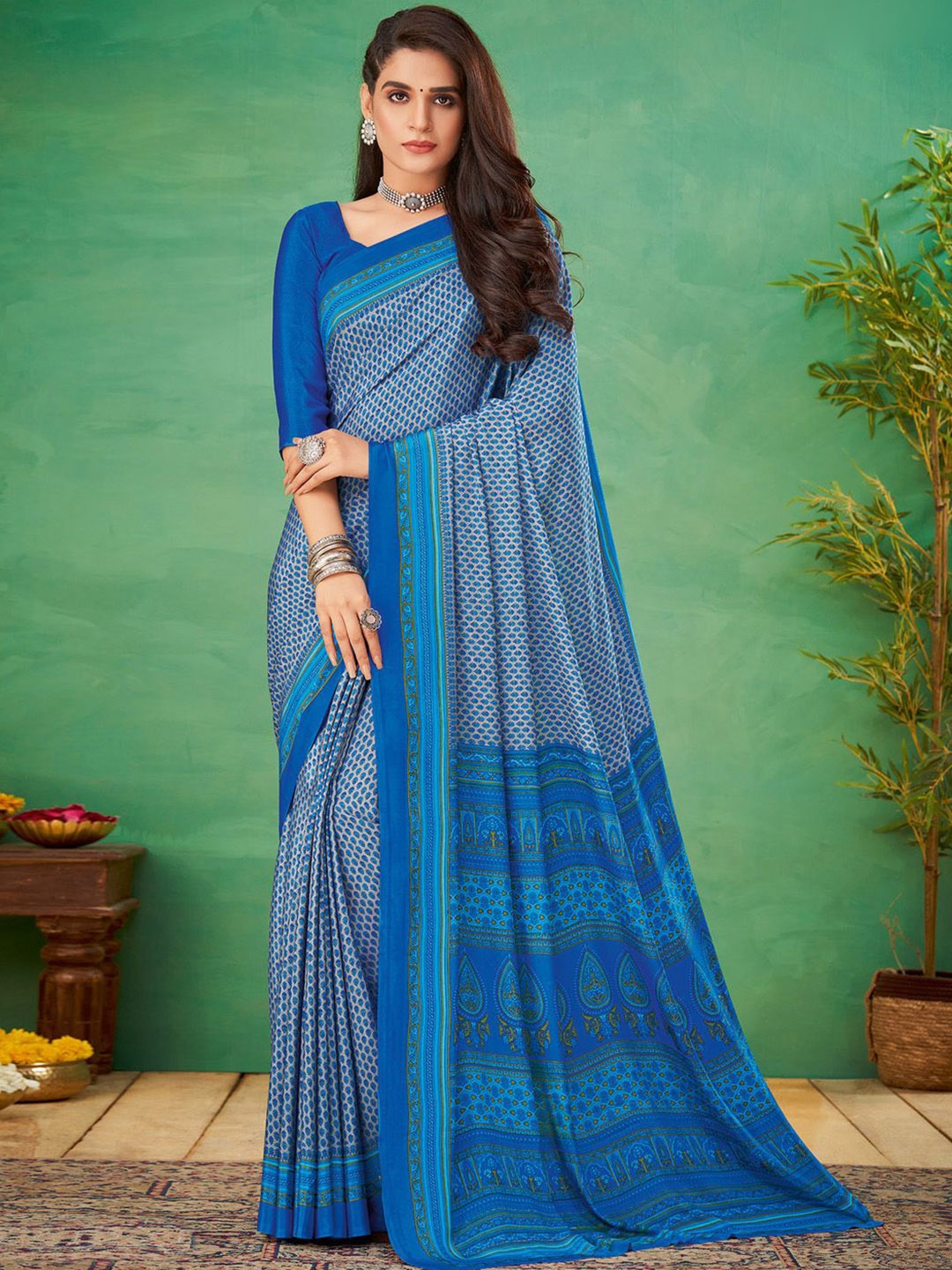 

Anouk Rustic Ethnic Motifs Saree, Blue