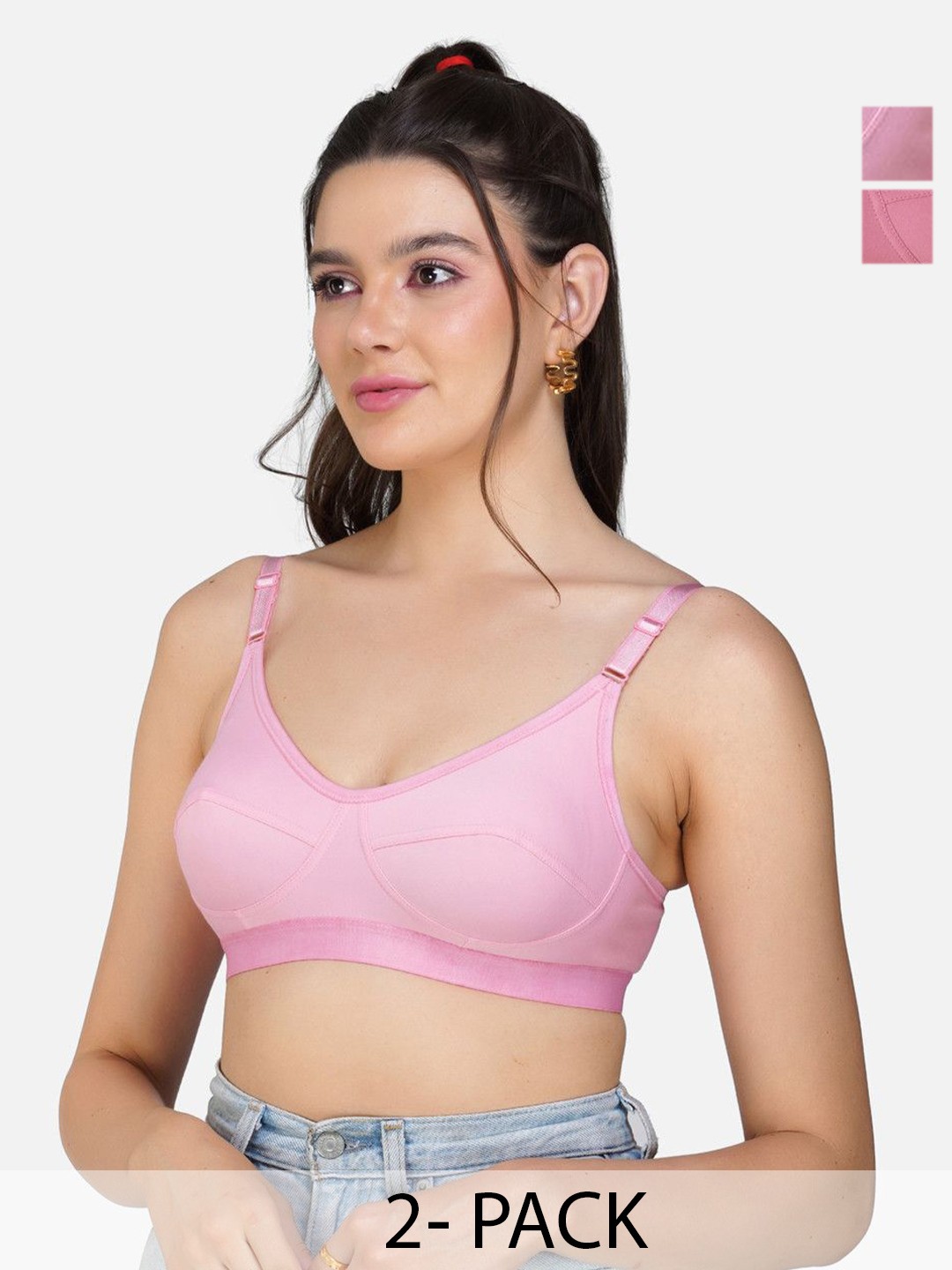 

Teenager Women Pack of 3 Non-Wired and Non Padded Bra, Rose