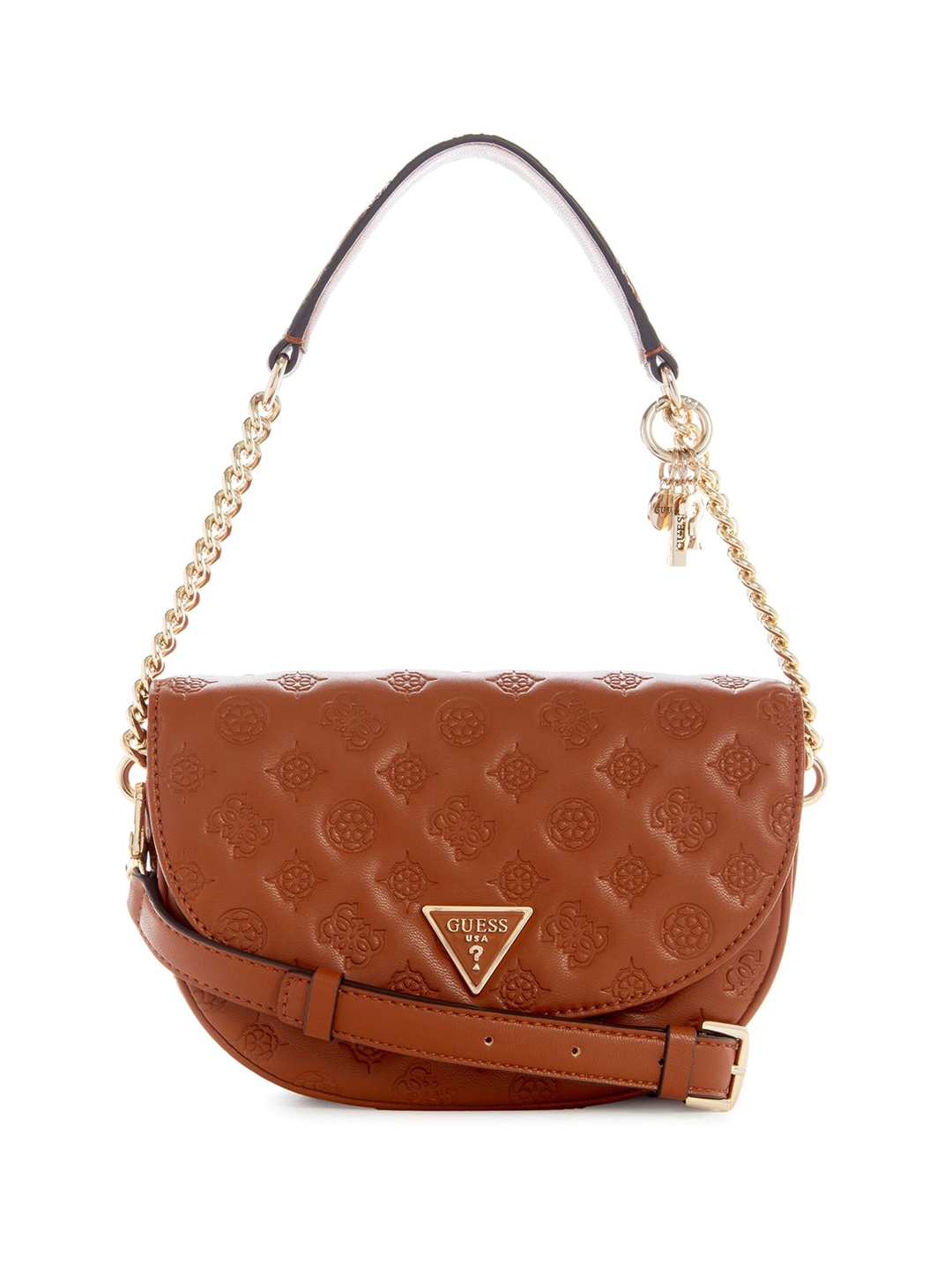 

GUESS Textured PU Structured Shoulder Bag with Tasselled, Brown