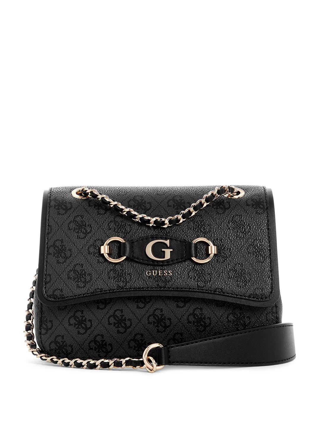 

GUESS Women Brand Logo Printed Structured Shoulder Bag, Charcoal