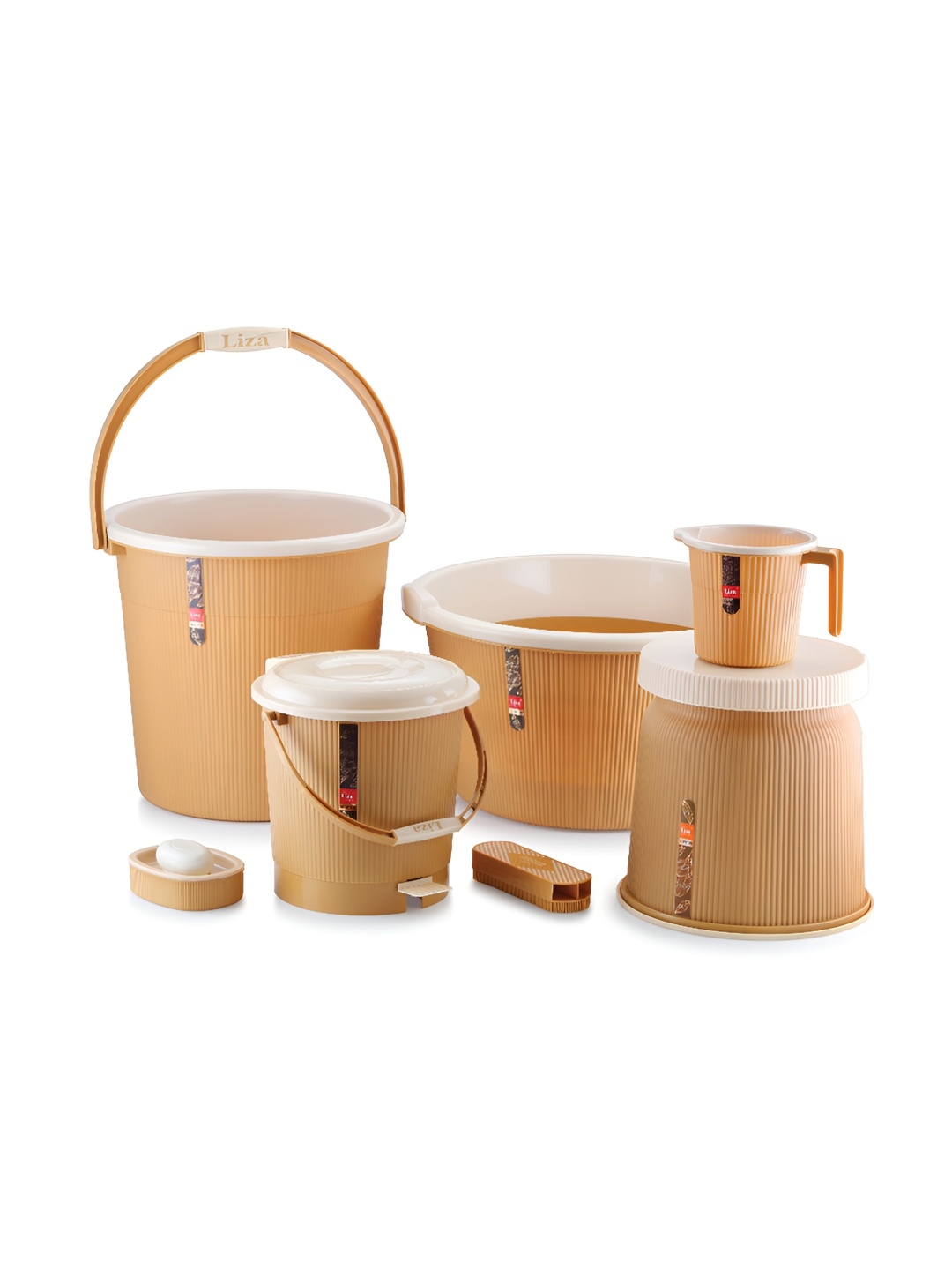 

NABHYA Jumbo Beige 7 Pieces Textured Matte Bath Accessories Set