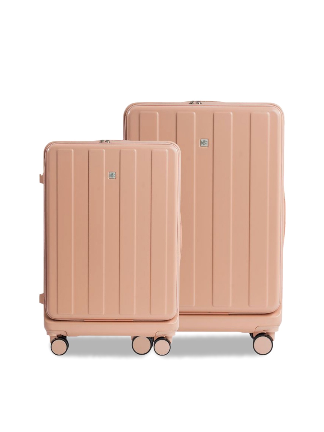 

PYB Set Of 2 Textured Hard-Sided Trolley Bag, Peach