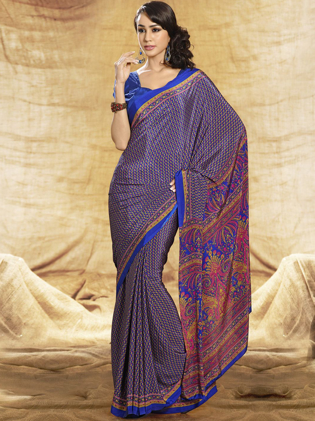 

Anouk Rustic Floral Printed Saree, Blue