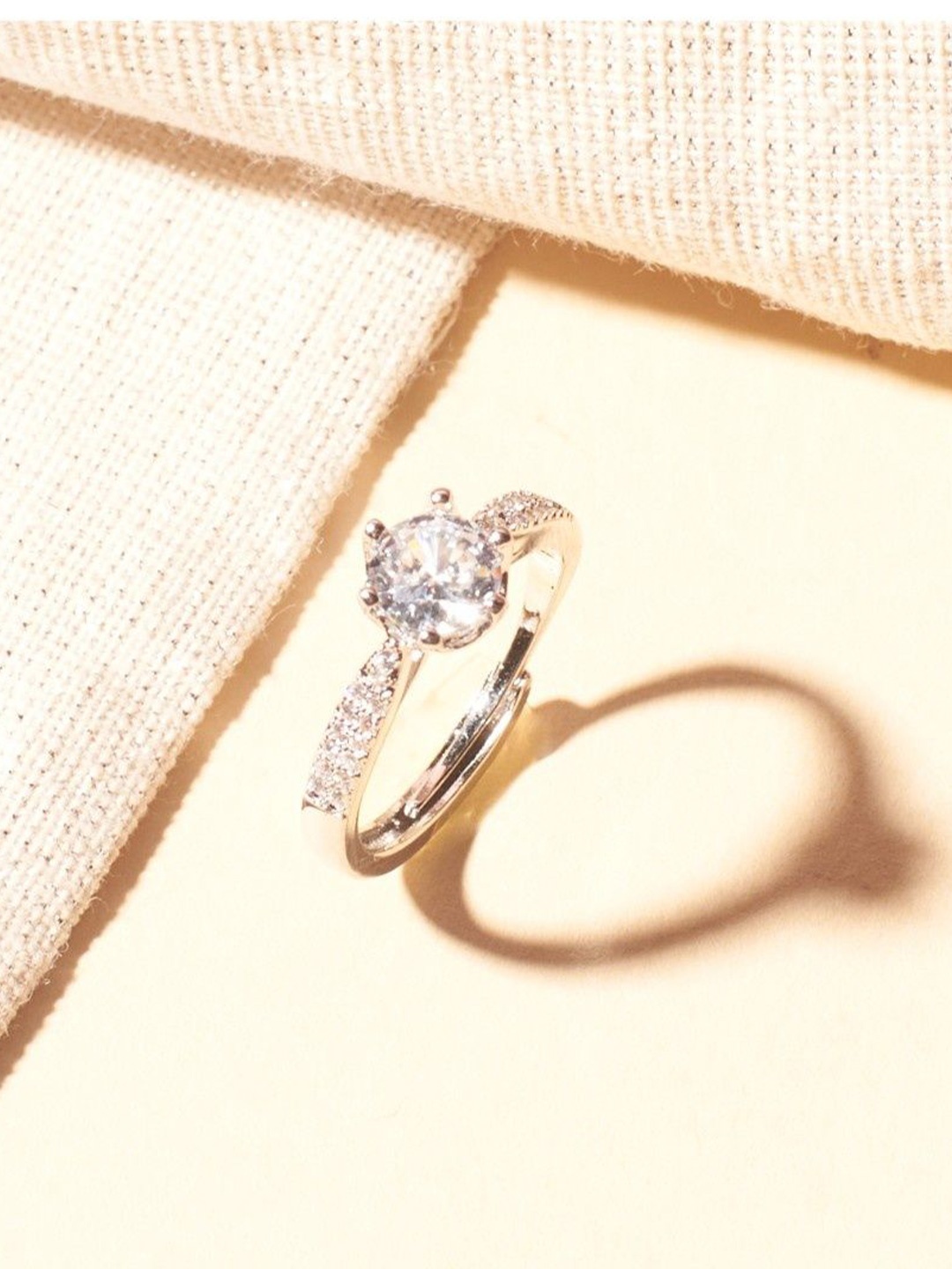 

SALTY Elegant Crystal Studded Silver Ring For Women & Girls