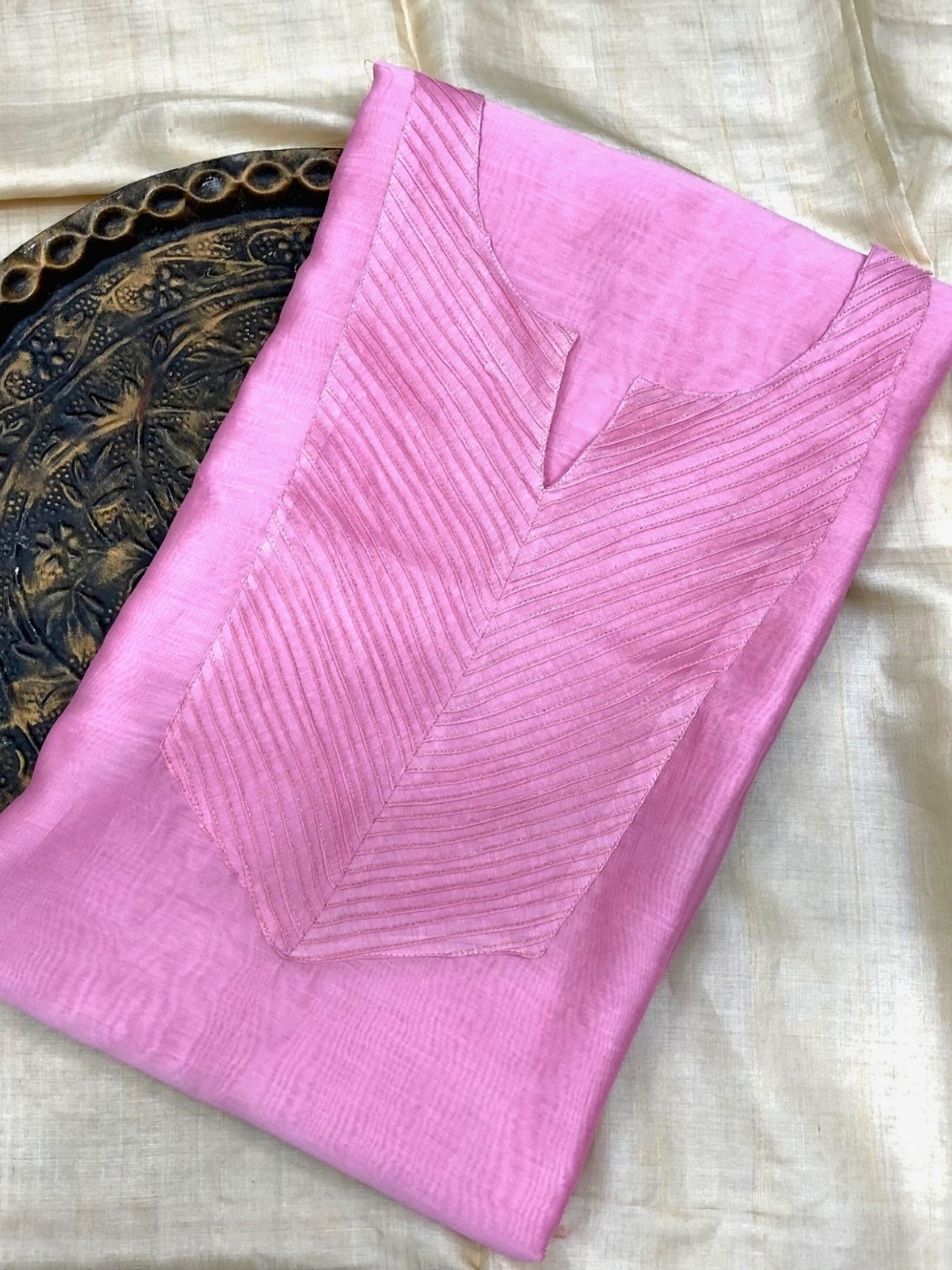 

PALASH Pure Silk Unstitched Dress Material, Pink