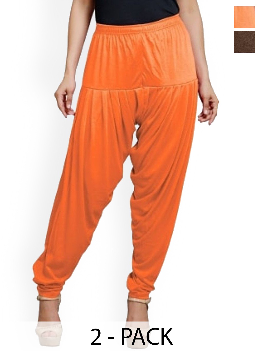

AFRA GARMENTS Women Pack Of 2 Mid-Rise Loose-Fit Patiala, Orange