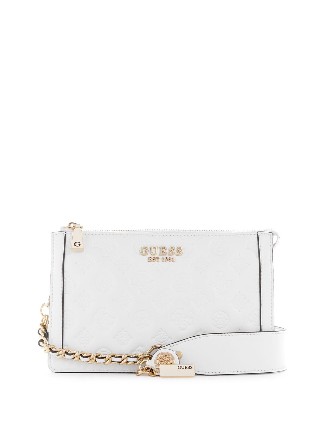 

GUESS Printed PU Structured Shoulder Bag with Bow Detail, White