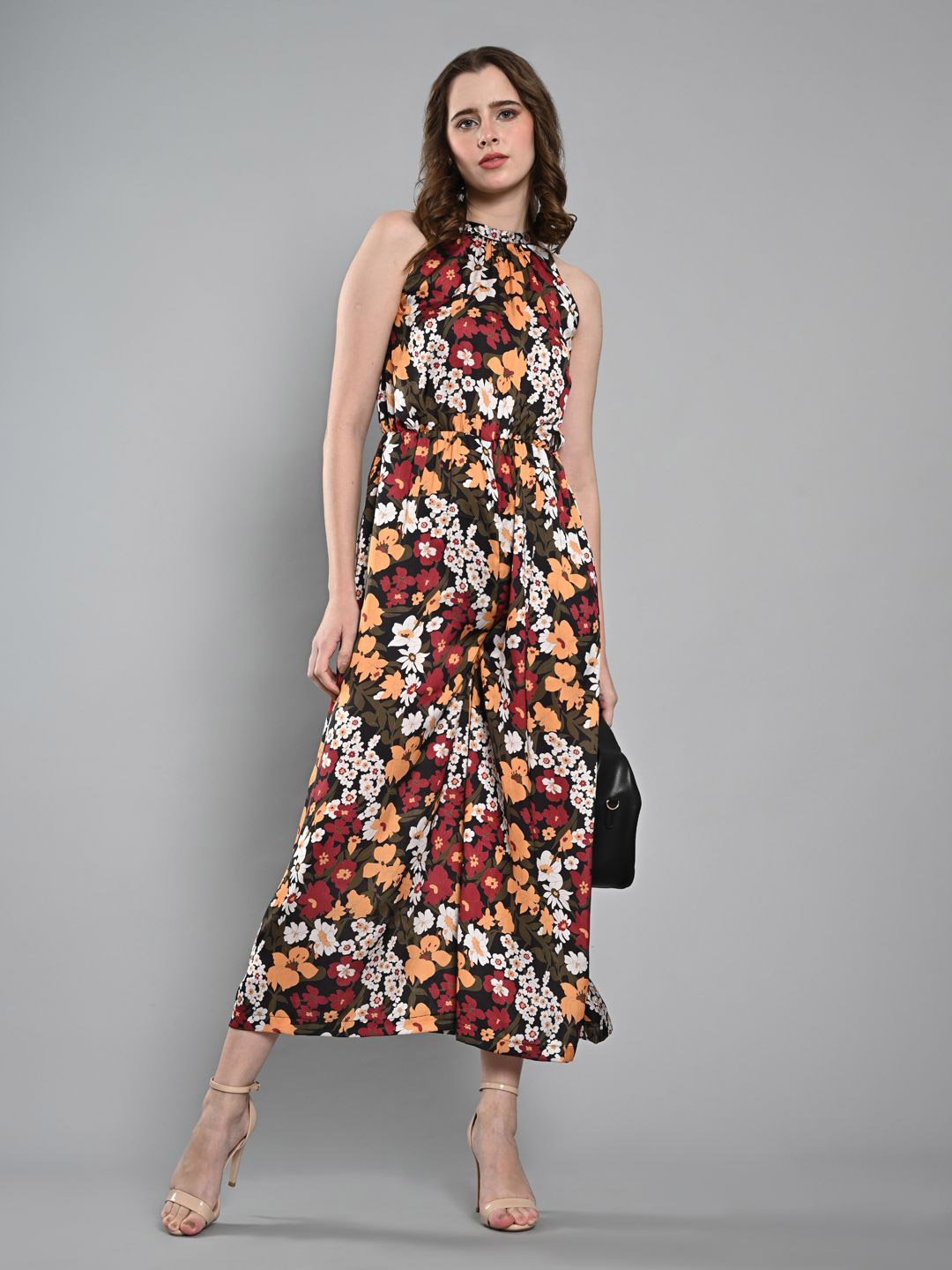 

Iti Halter Women Neck Printed Basic Jumpsuit, Black
