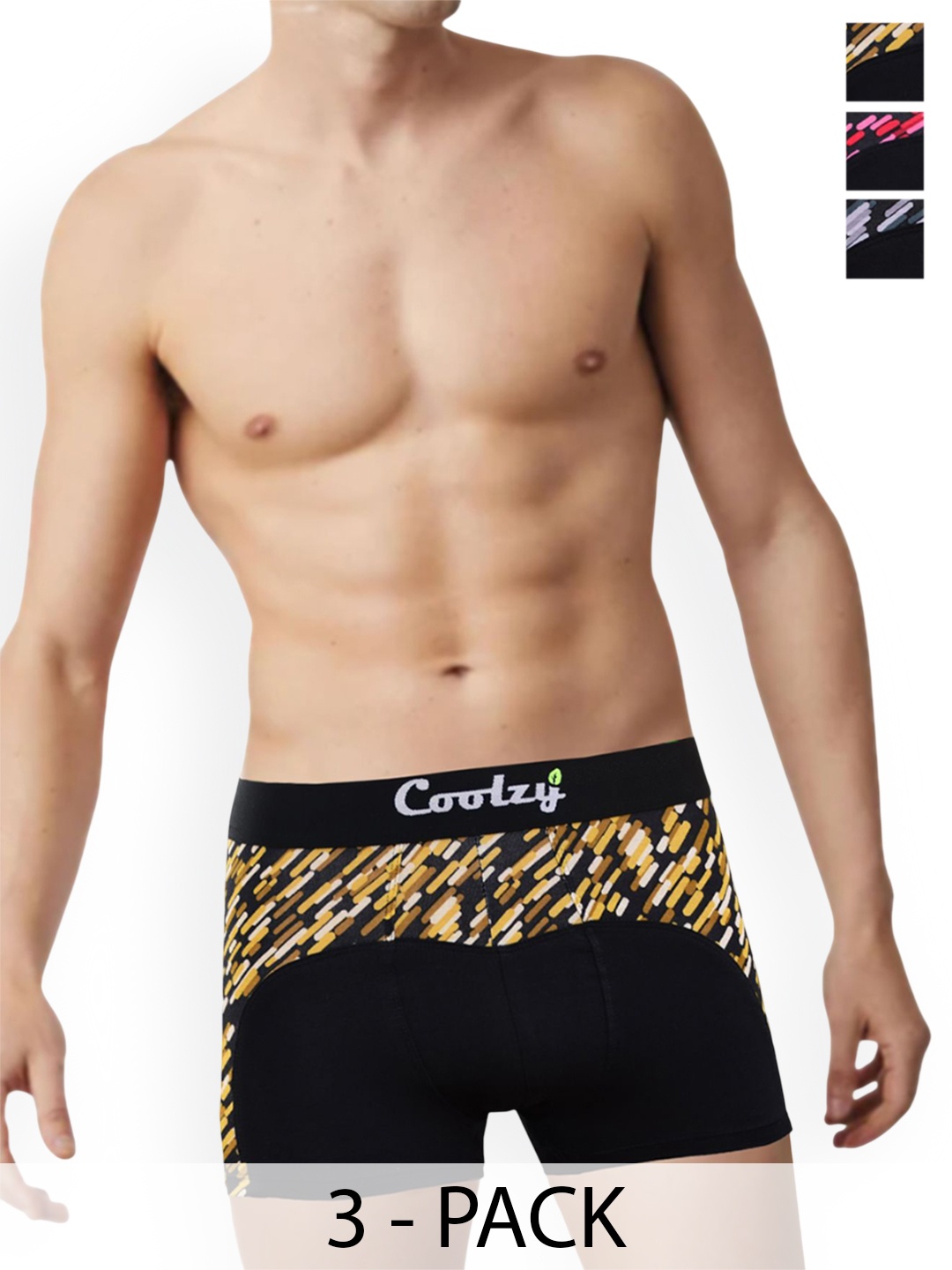 

COOLZY Pack Of 3 Printed Short Trunks EOSHTN3K070-S, Black