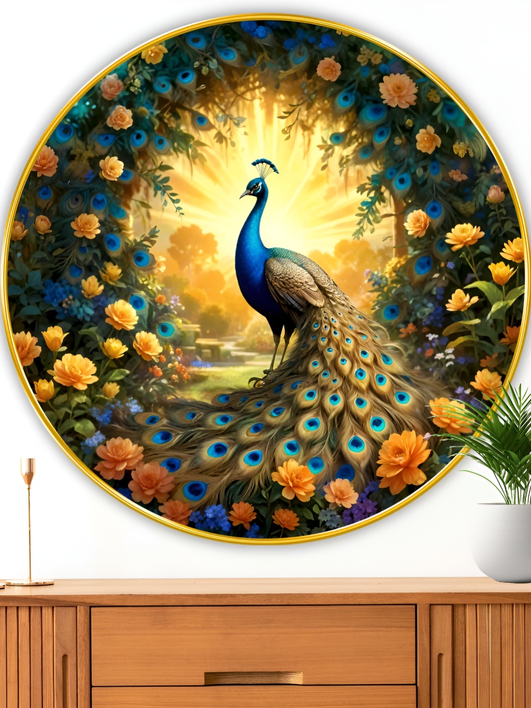 

Myntra Elegant Homes Yellow & Blue Peacock Birds And Animals Wooden Wall Art