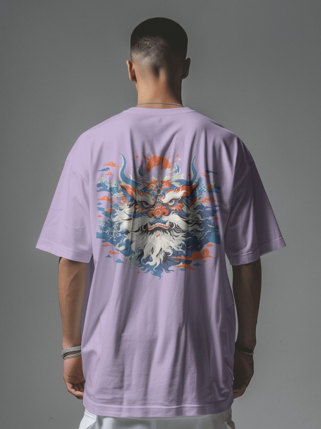

C CALOYA Men Printed Extended Sleeves T-shirt, Lavender