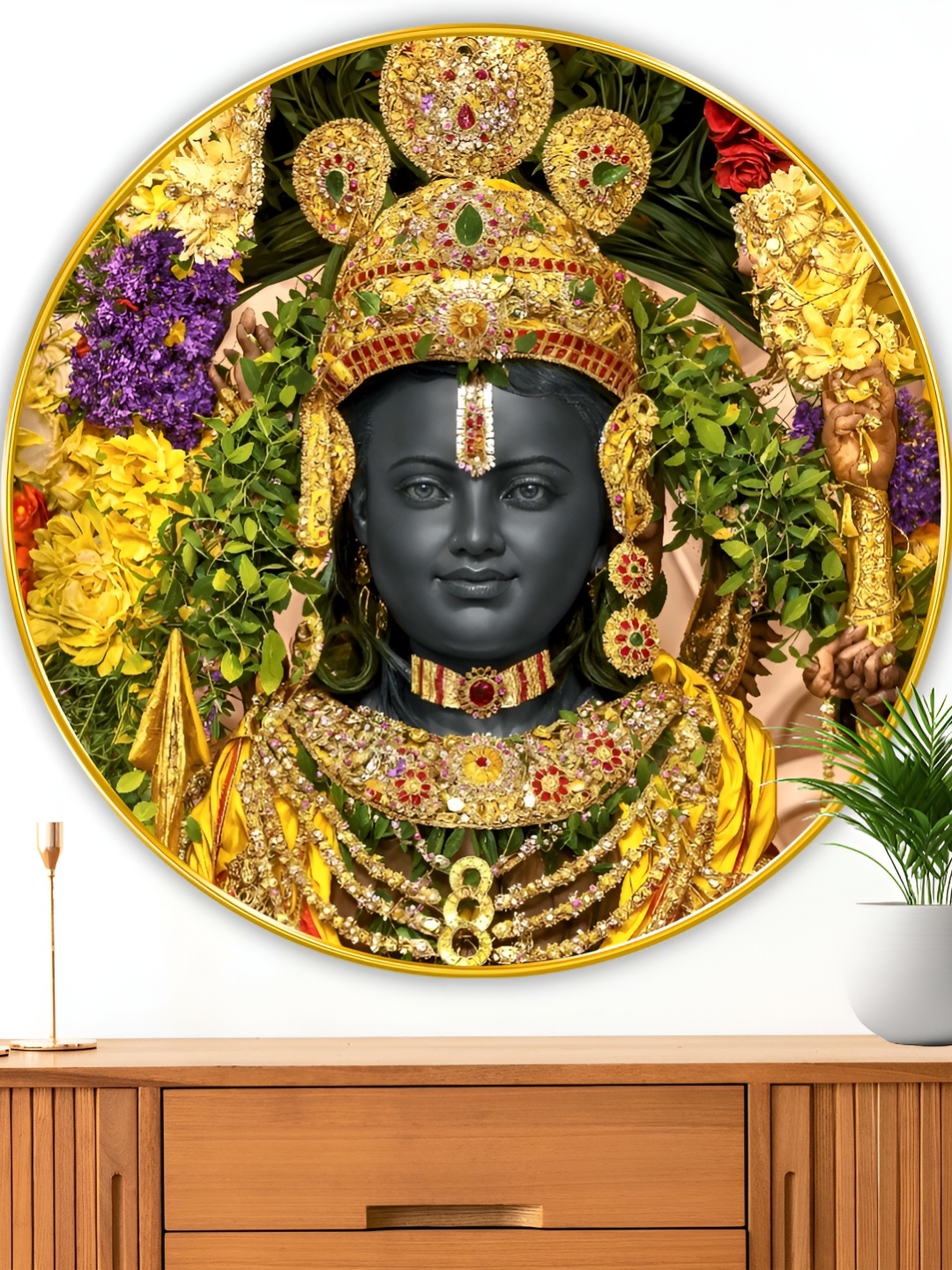 

Myntra Elegant Homes Yellow & Green Lord Ram Lalla Religious Wodden Wall Art