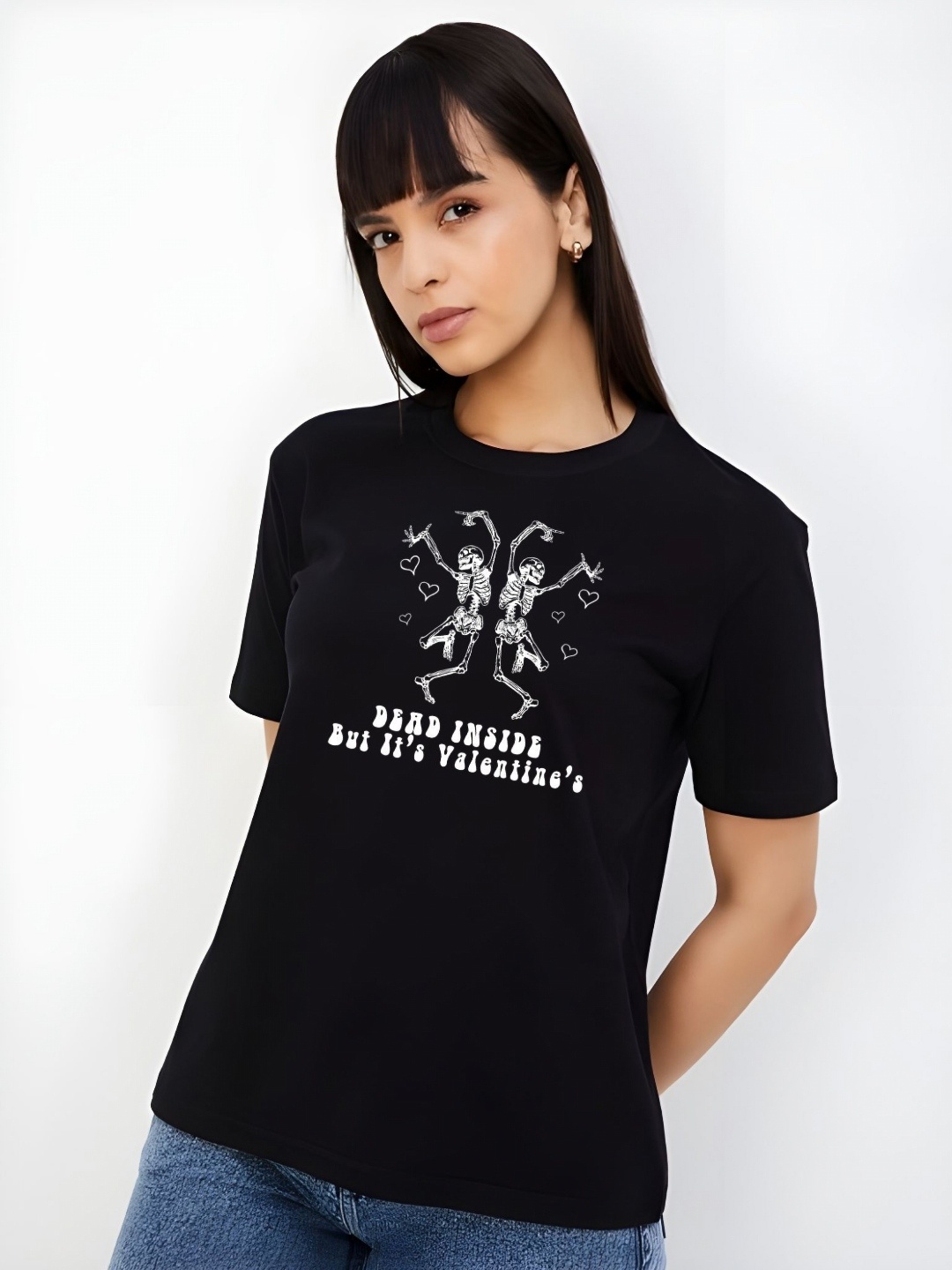 

SZN Women Graphic Printed Round Neck Cotton T-shirt, Black