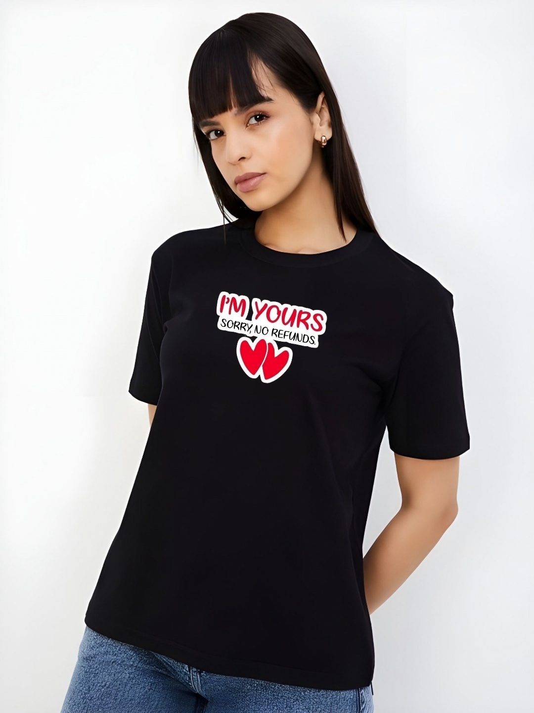 

Moda Rapido Women Graphic Printed Round Neck Cotton T-shirt, Black