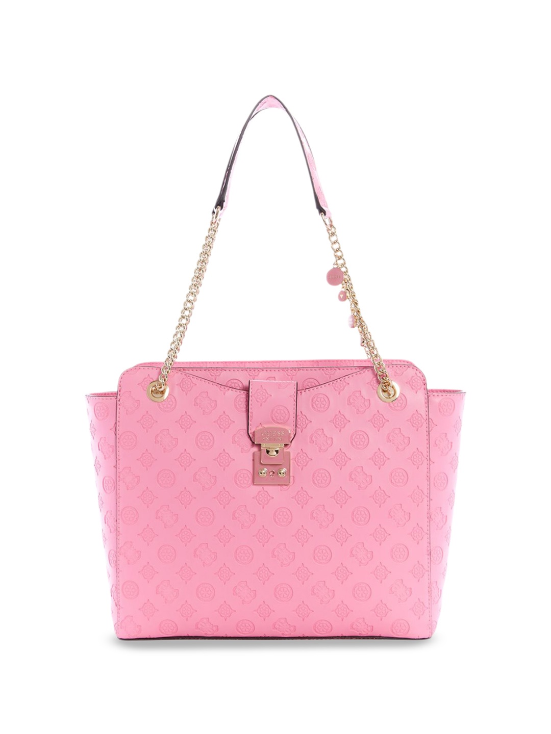

GUESS Printed PU Structured Shoulder Bag with Quilted, Pink
