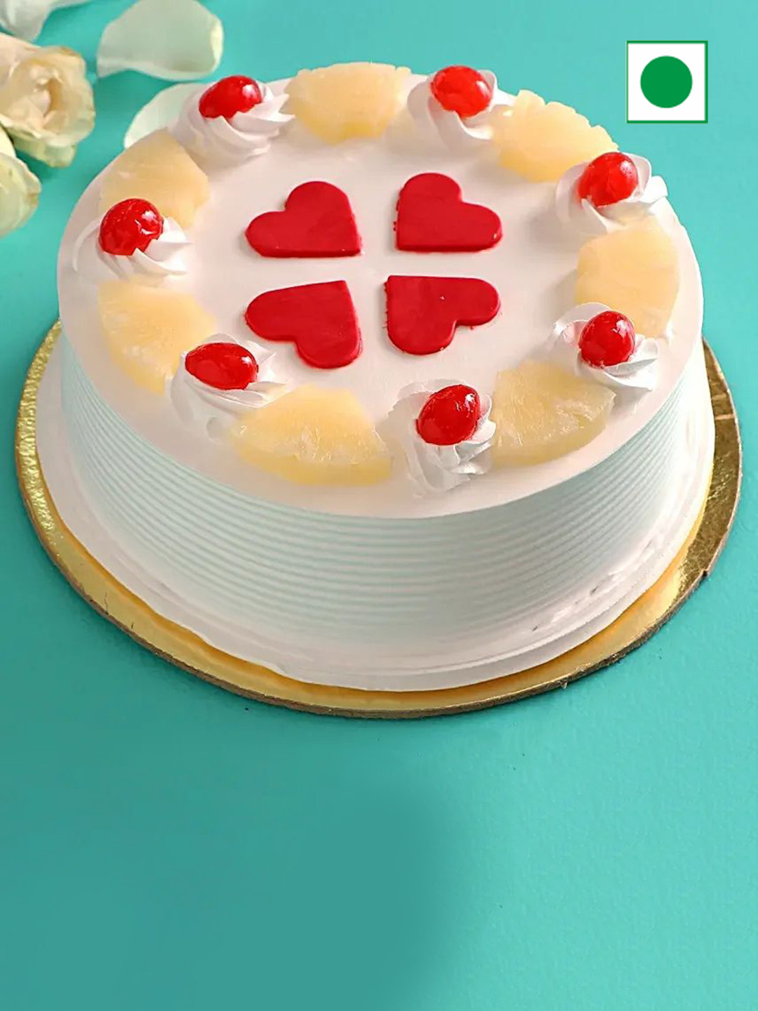 

fnp Pineapple Flavor Eggless RoundCake-2Kg, White